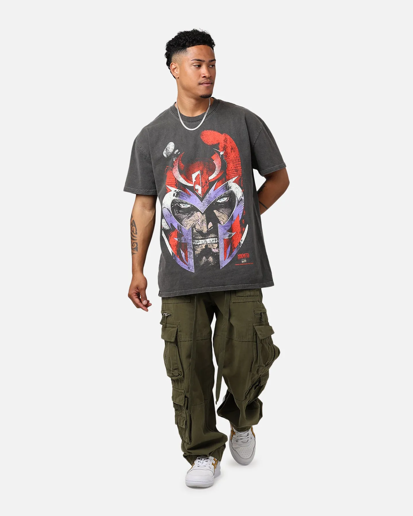 Marvel X-Men Magneto Heavyweight T-Shirt Black Wash Leisure Wear Fresh Outfit