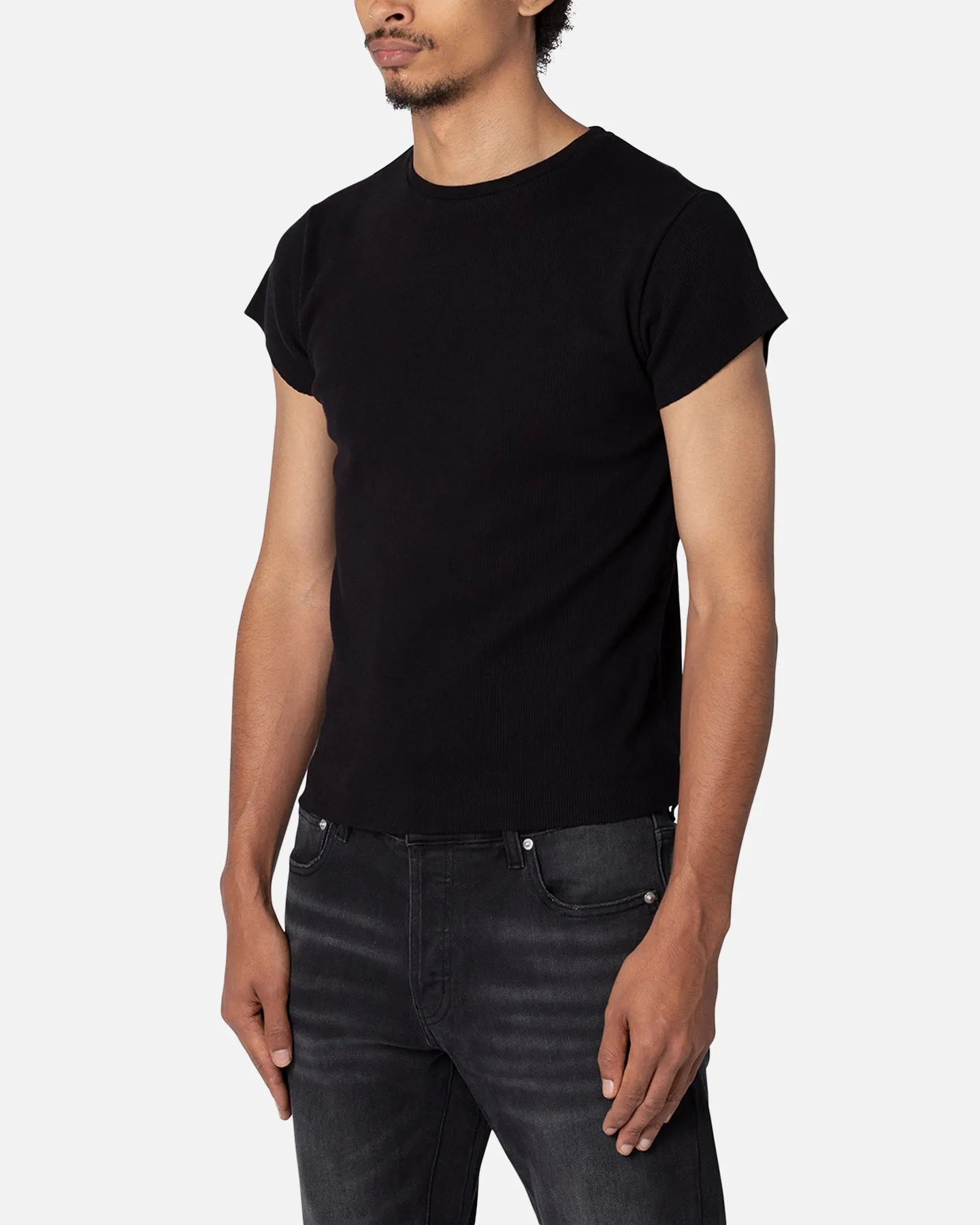 Smart Layer spandex blend MNML Fitted Rib T-Shirt Black