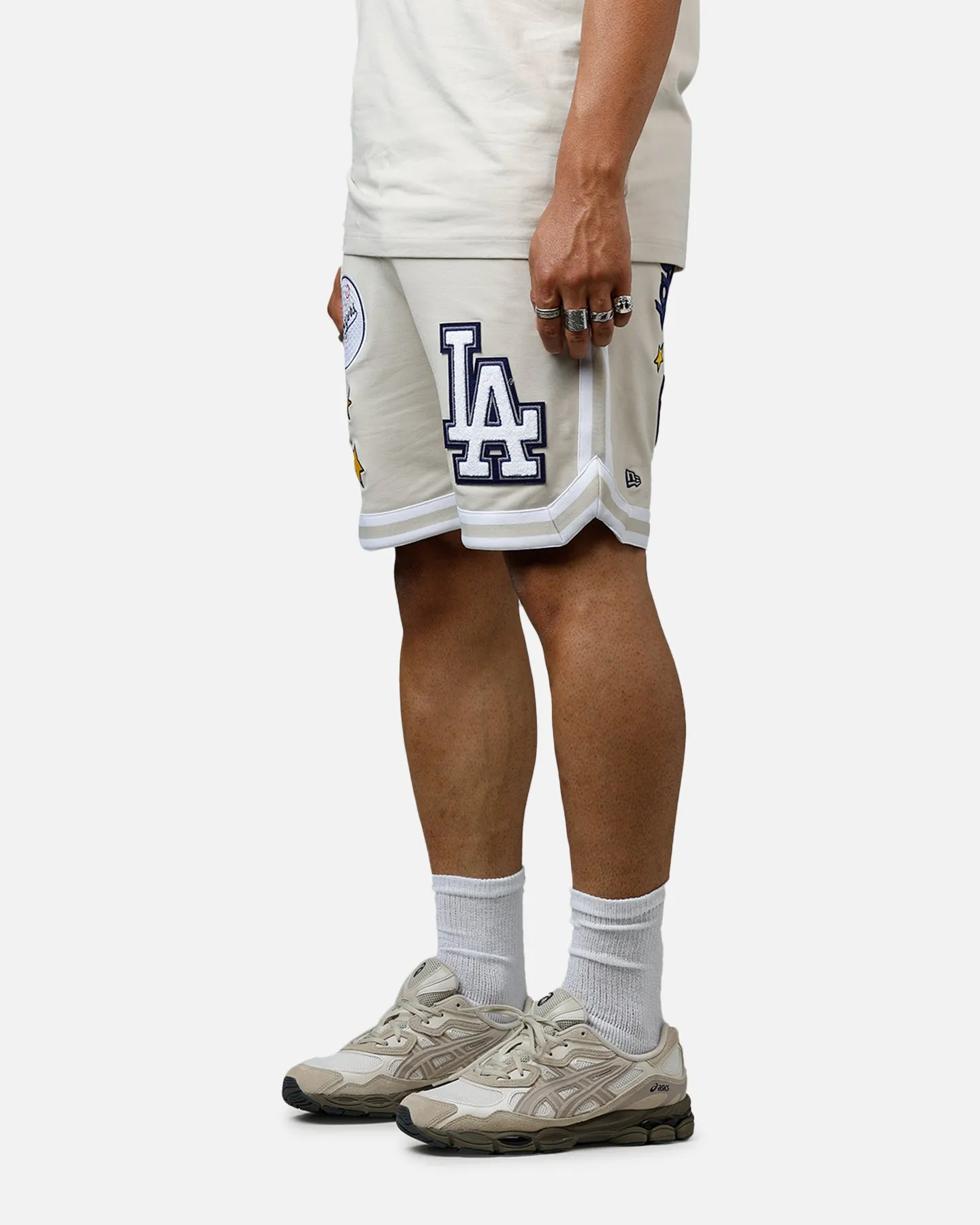 Breathable mesh New Era Los Angeles Dodgers 'Logo Select' Summer Shorts Stone