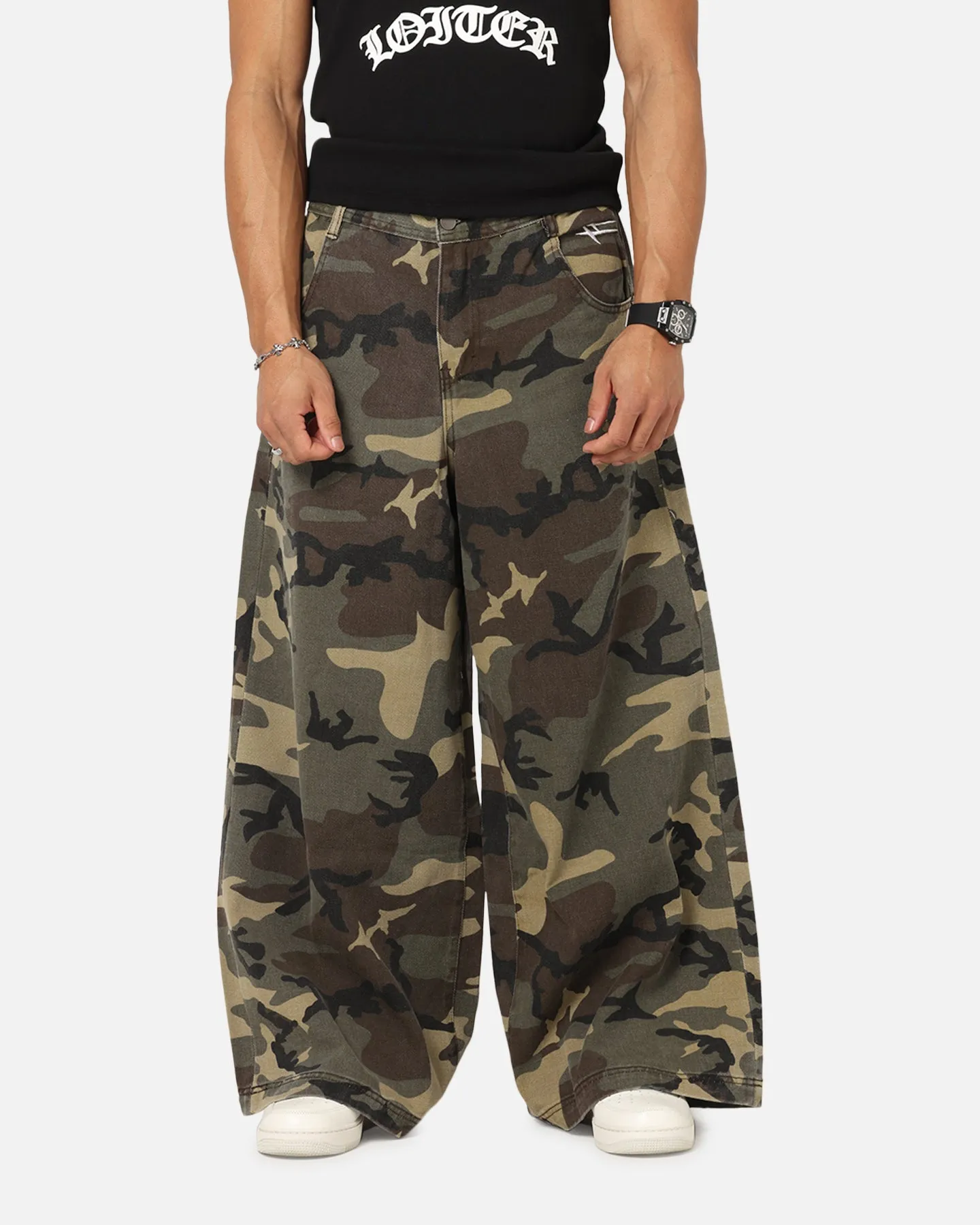 Loiter Skate Jeans Woodland Camo Tough Build Reinforced Stitching
