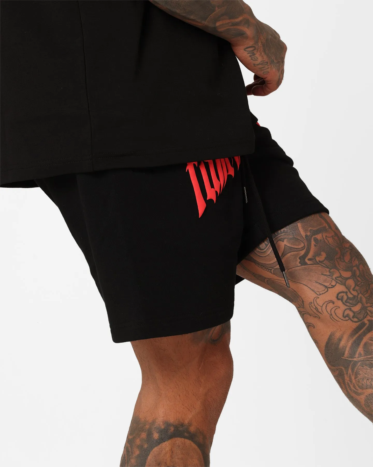 Fallen Breed Puff Logo Zip Sweat Shorts Black/Red Easy Care Active Wear