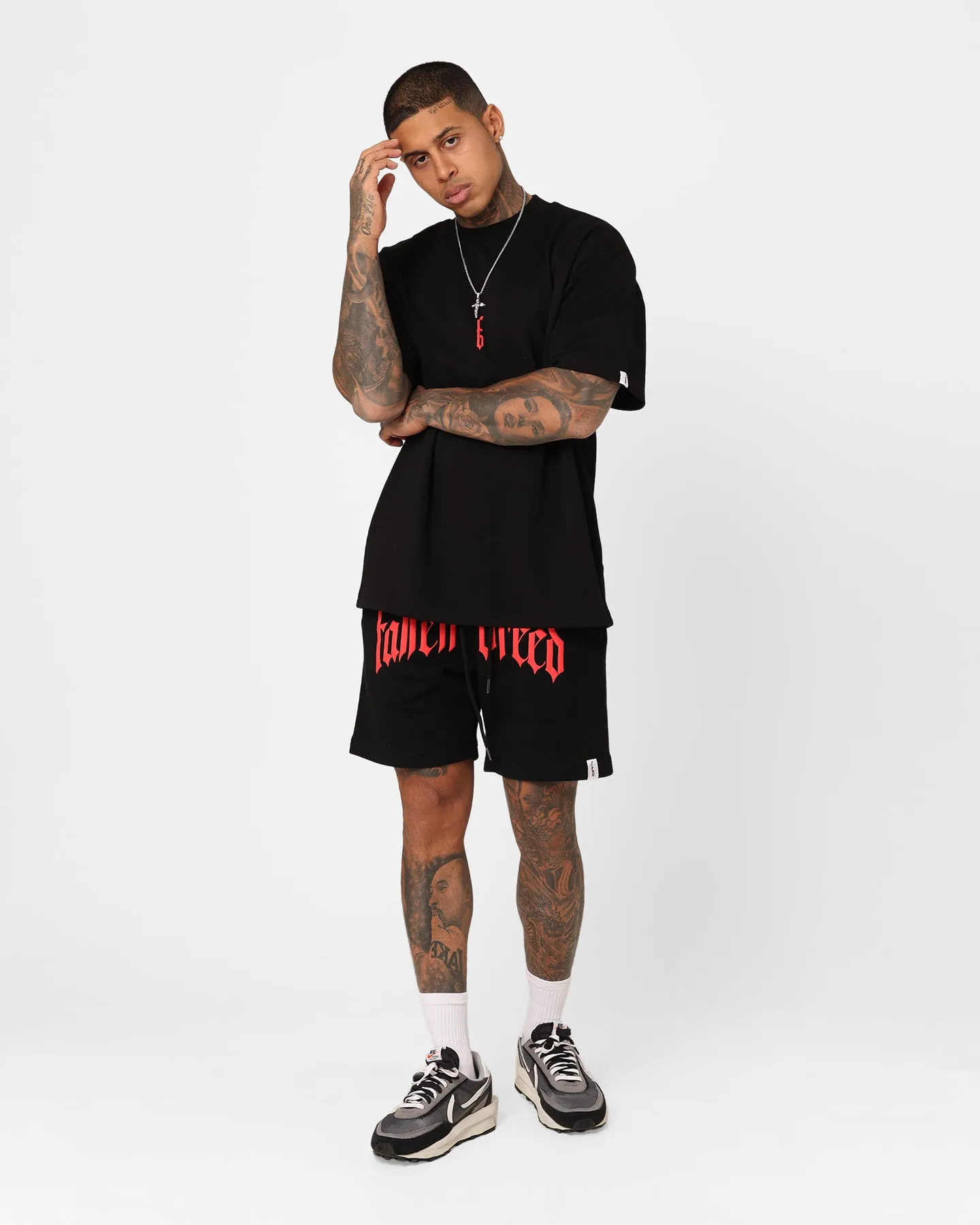 Playful Prints sweater Fallen Breed Puff Logo Zip Sweat Shorts Black/Red