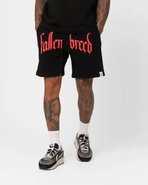 Fallen Breed Puff Logo Zip Sweat Shorts Black/Red Anti Pilling Fabric