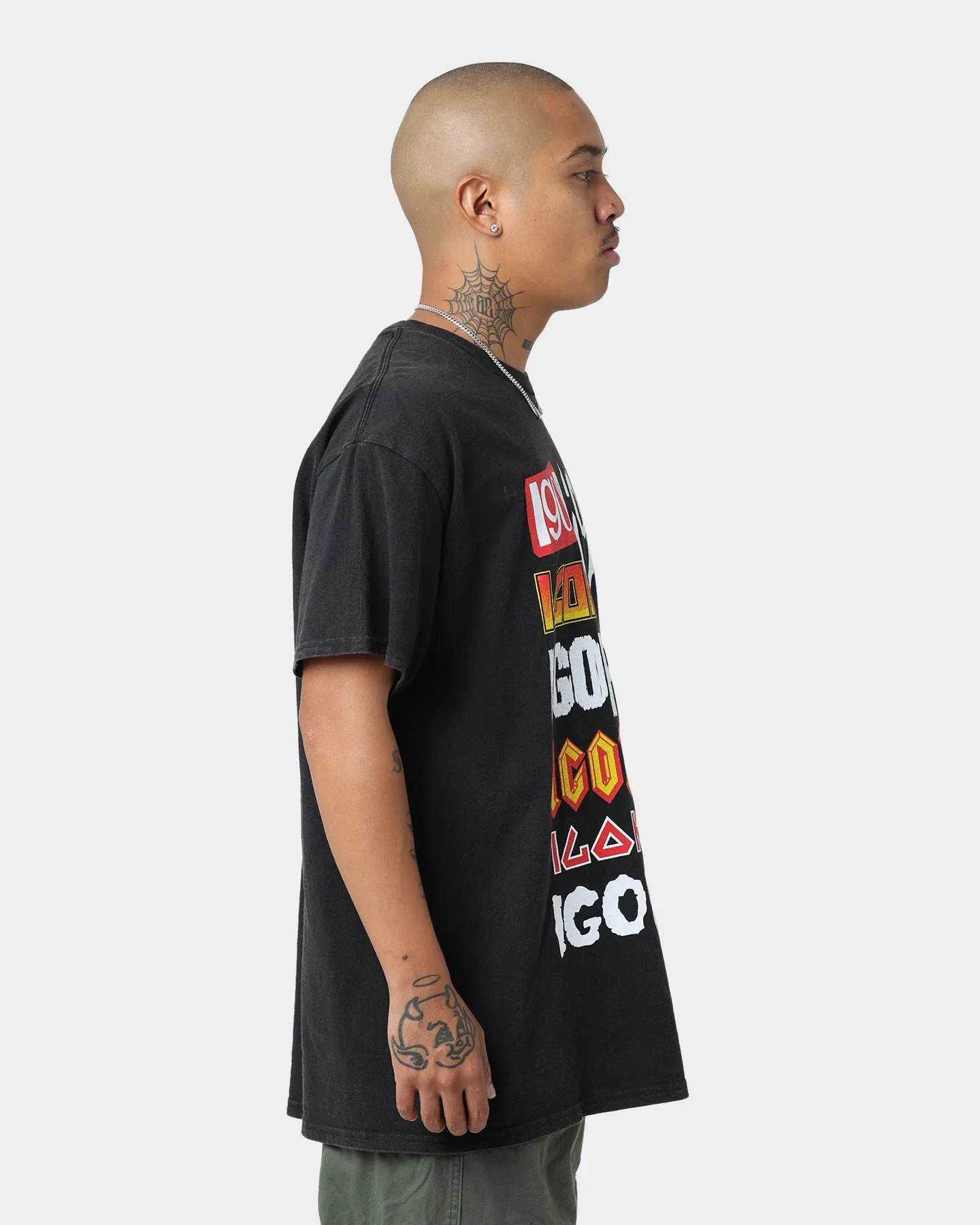 Simple Style Washable Goat Crew Igor Metal Logo T-Shirt Black Wash