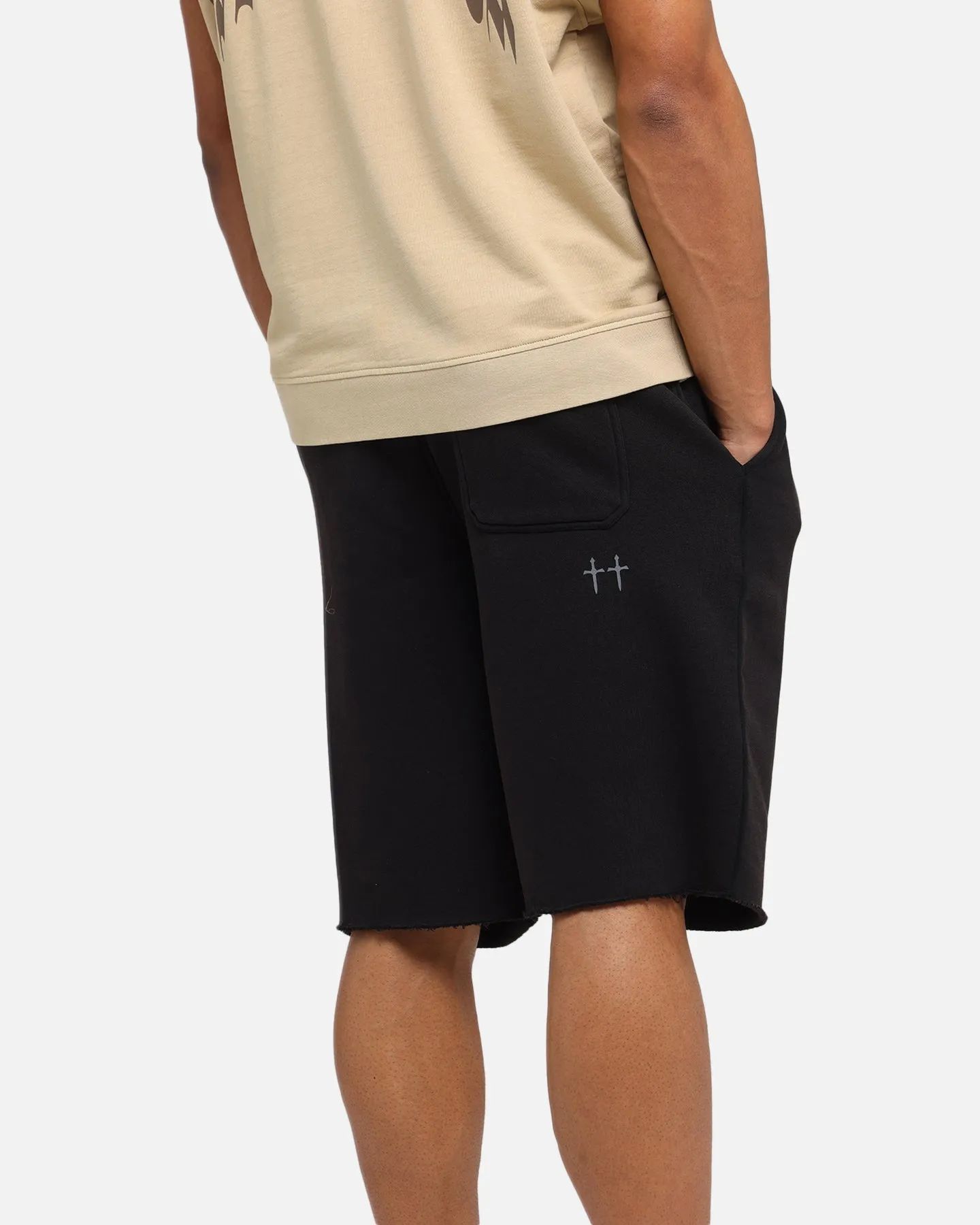 Saint Morta Vill Park Sweat Shorts Vintage Black WideLegOpening Simple Cut