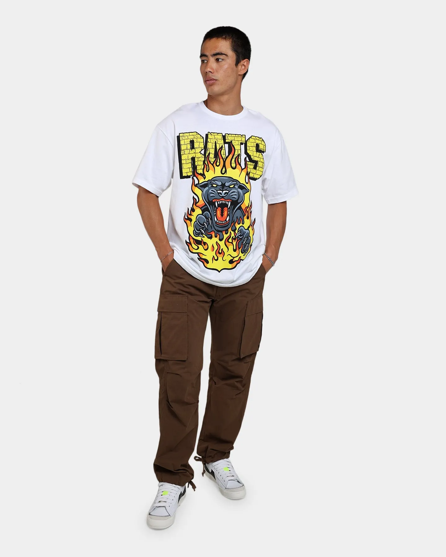 Snag Resistant Surface Rats Get Fat Rats Hellcat T-Shirt White