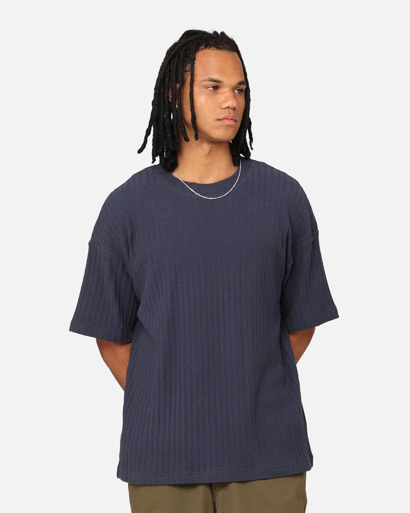 Low Profile Collar Comfy Apparel XXIII Karl Knit T-Shirt Navy
