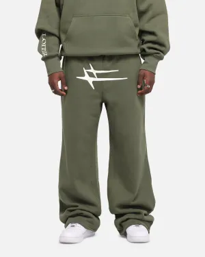 Curved Waistline Loiter Hybrid Sweatpants Olive