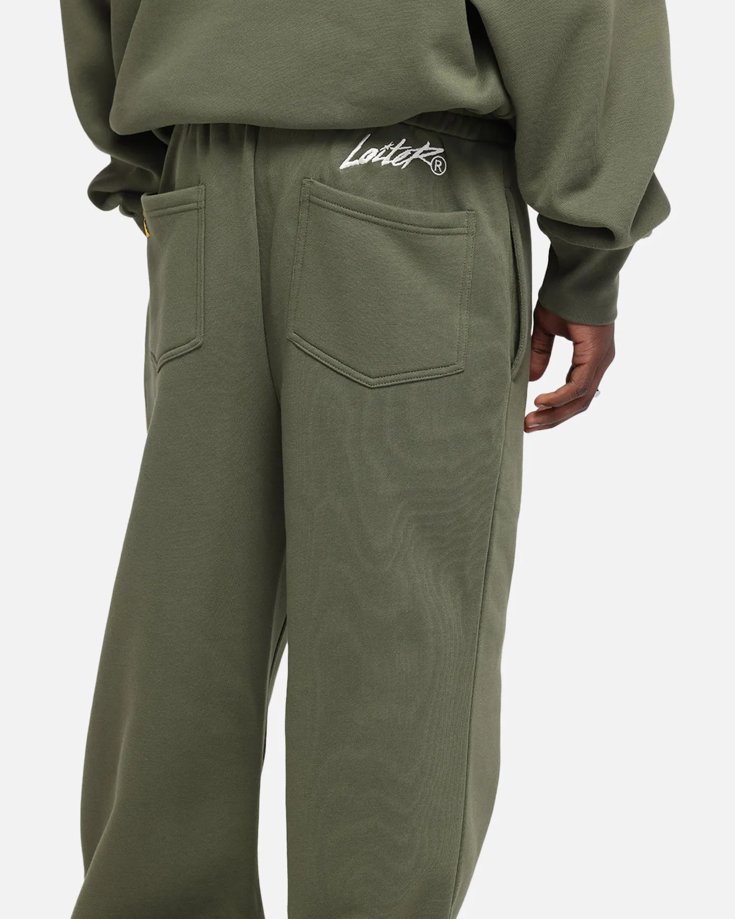 Slim Waist Sporty Layer Loiter Hybrid Sweatpants Olive