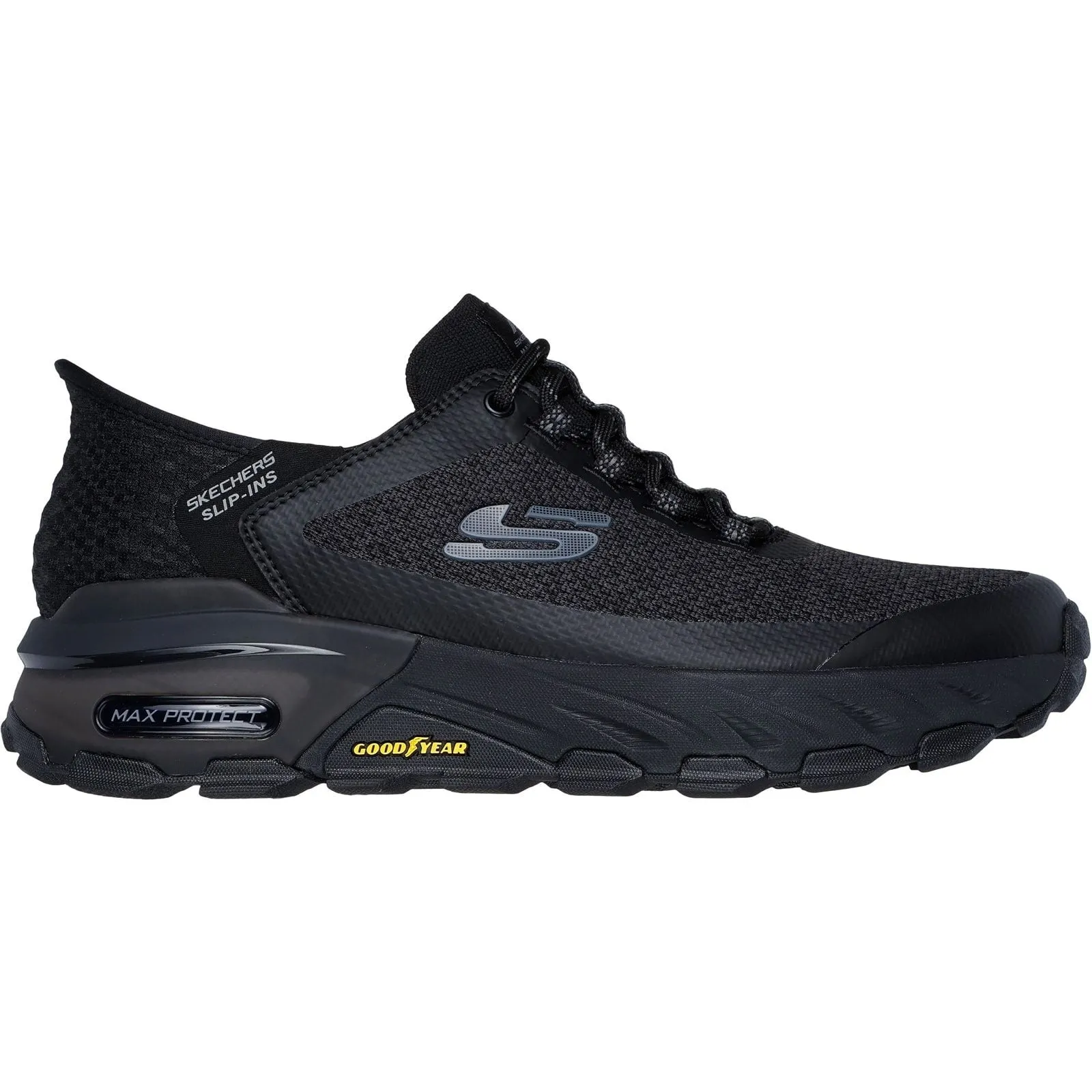 Skechers Mens Max Protect Assembly Hiking Shoes Black Weather resistant
