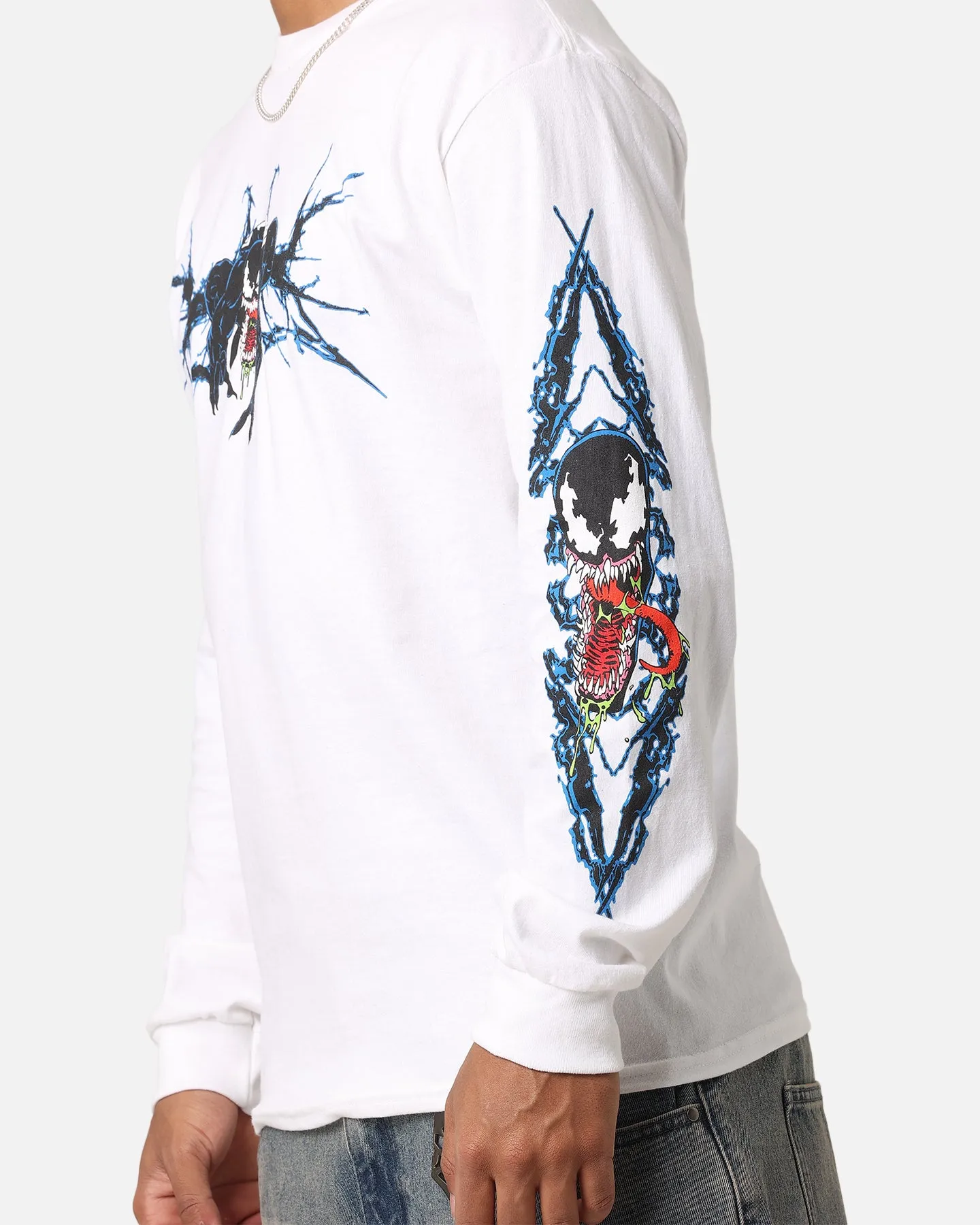 Easy Care AntiStatic Treatment Goat Crew Marvel Spider-Man Y2K Venom Long Sleeve T-Shirt White
