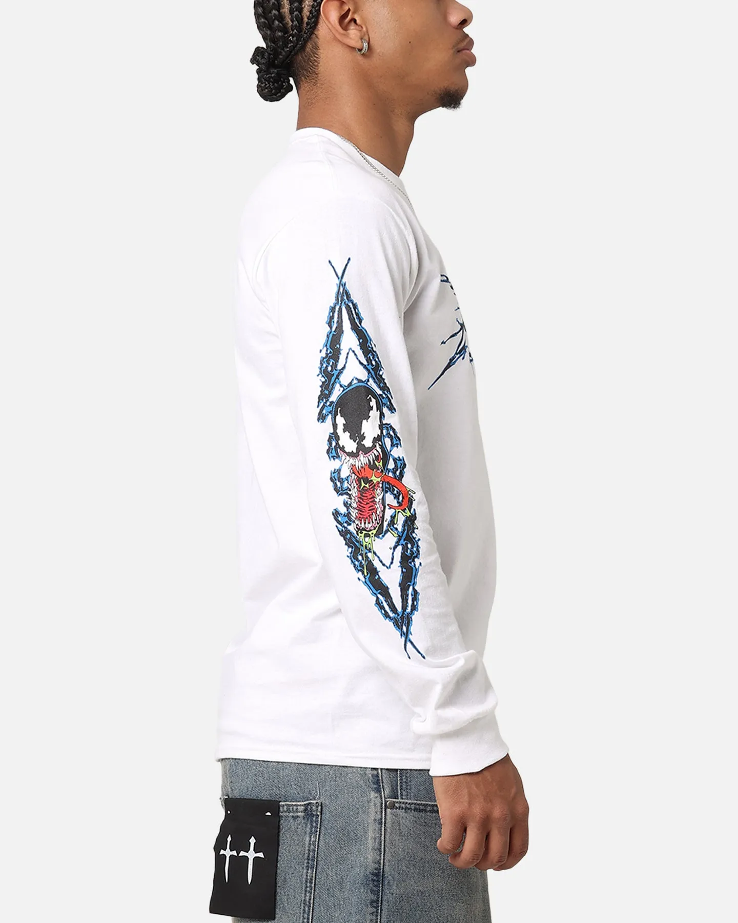Calm Wave Stage Soul Goat Crew Marvel Spider-Man Y2K Venom Long Sleeve T-Shirt White