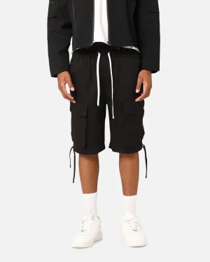 Saint Morta Dept Cargo Shorts Black Soft Texture