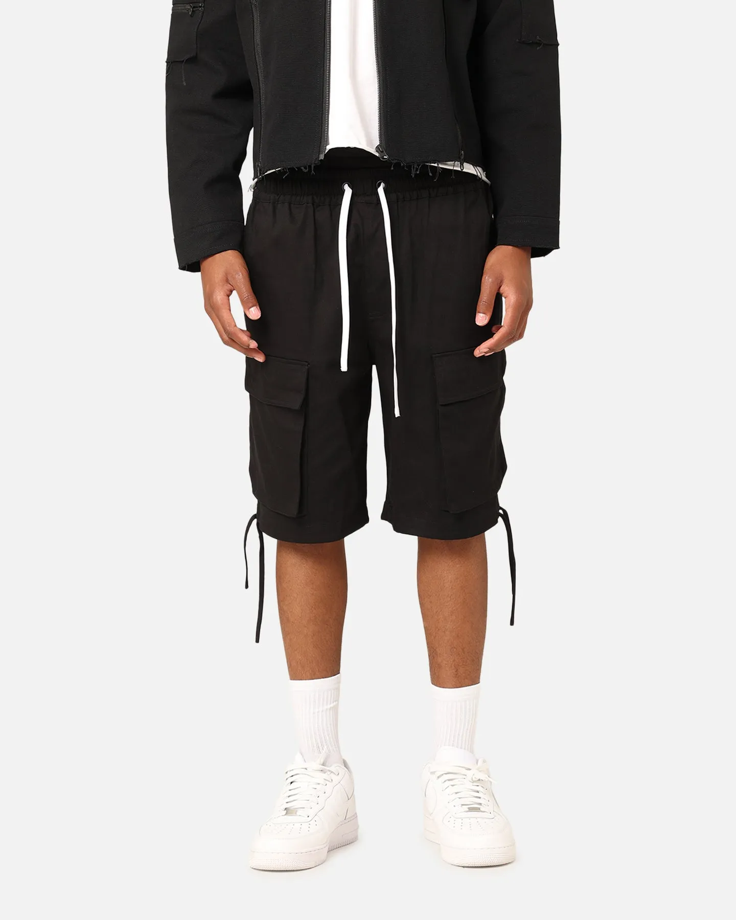 Saint Morta Dept Cargo Shorts Black Soft Texture