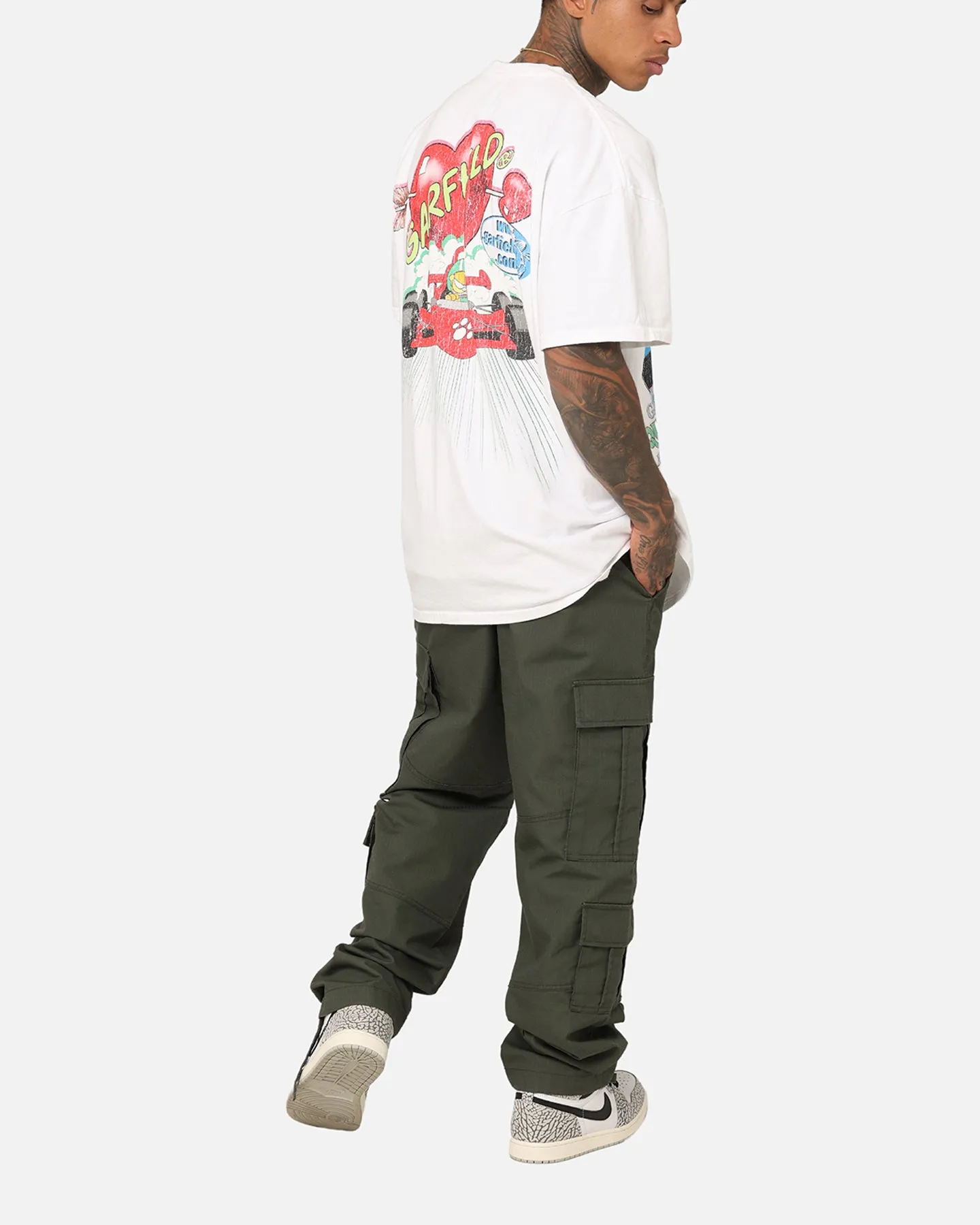 American Thrift X Garfield Race Heavyweight T-Shirt White Non Toxic Printing Pre Shrunk Fabric