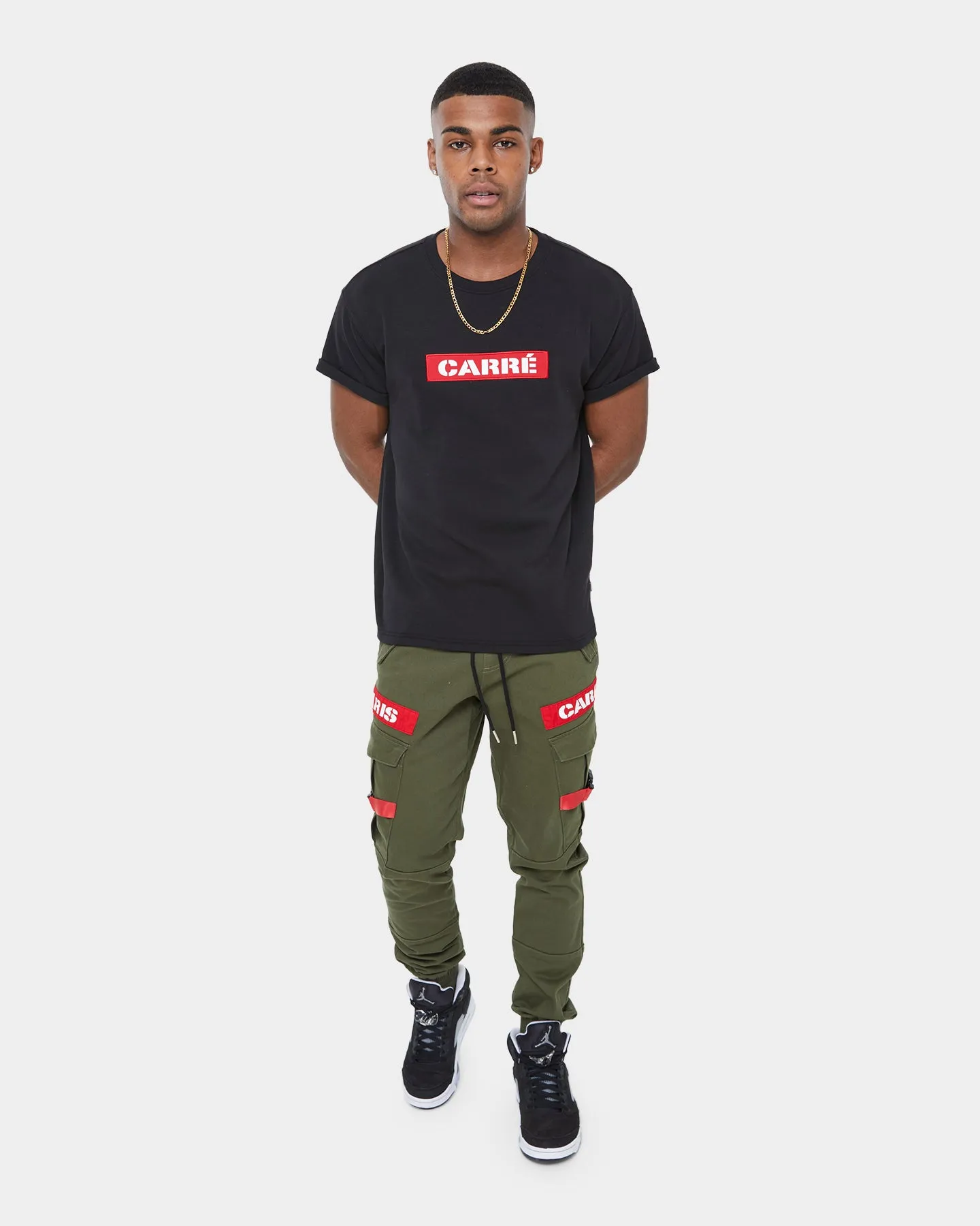 teenagers' Active Style Trend Carr?? Militant Short Sleeve T-Shirt Black