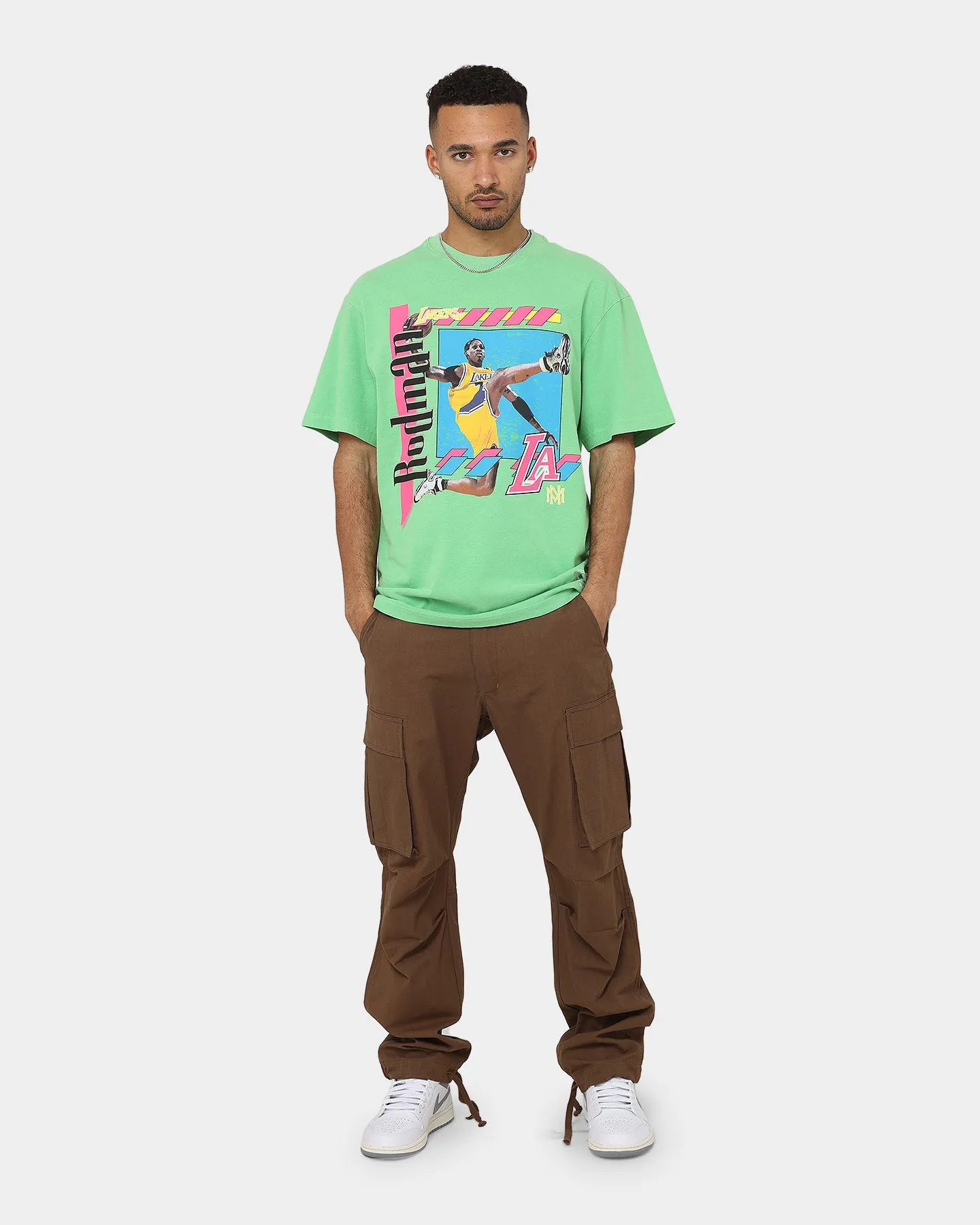 Mitchell & Ness Dennis Rodman Los Angeles Lakers Player Vibes T-Shirt Neon Green Structured silhouette Sporty Style