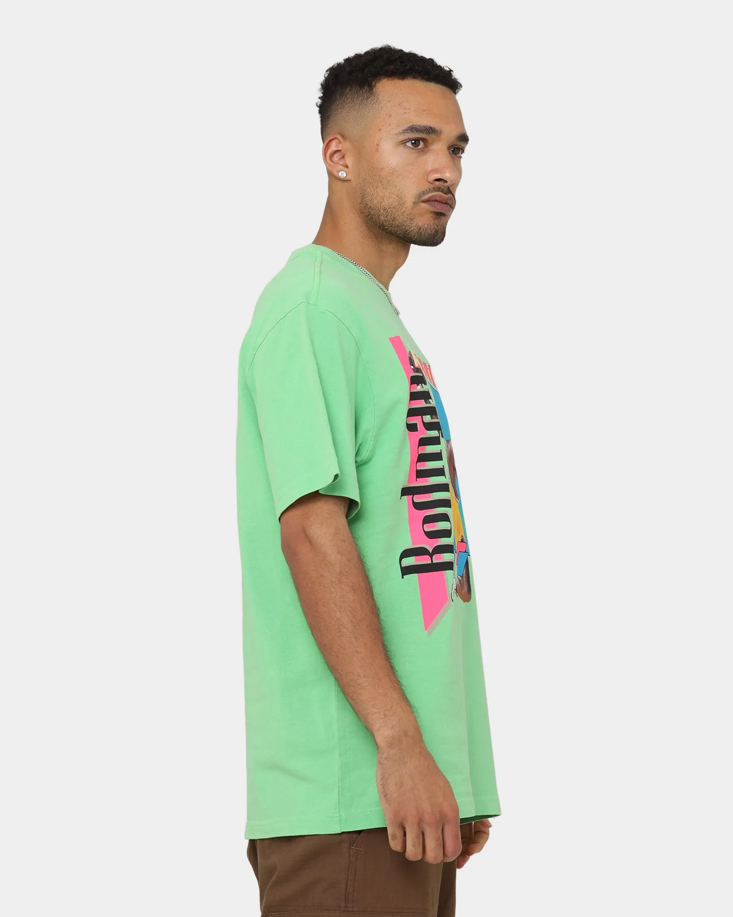 Mitchell & Ness Dennis Rodman Los Angeles Lakers Player Vibes T-Shirt Neon Green Drip Dry Fabric