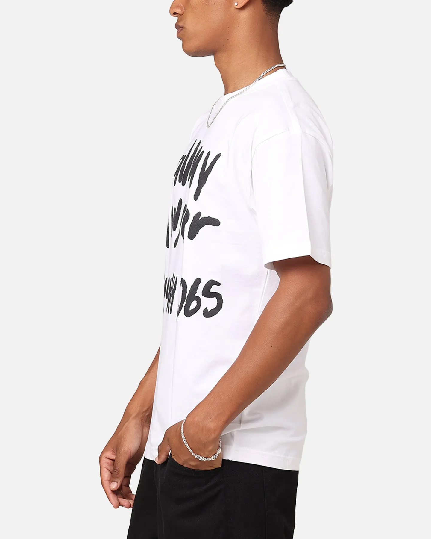 Market Scrawl My Layer T-Shirt White Silk combination Bold Statement