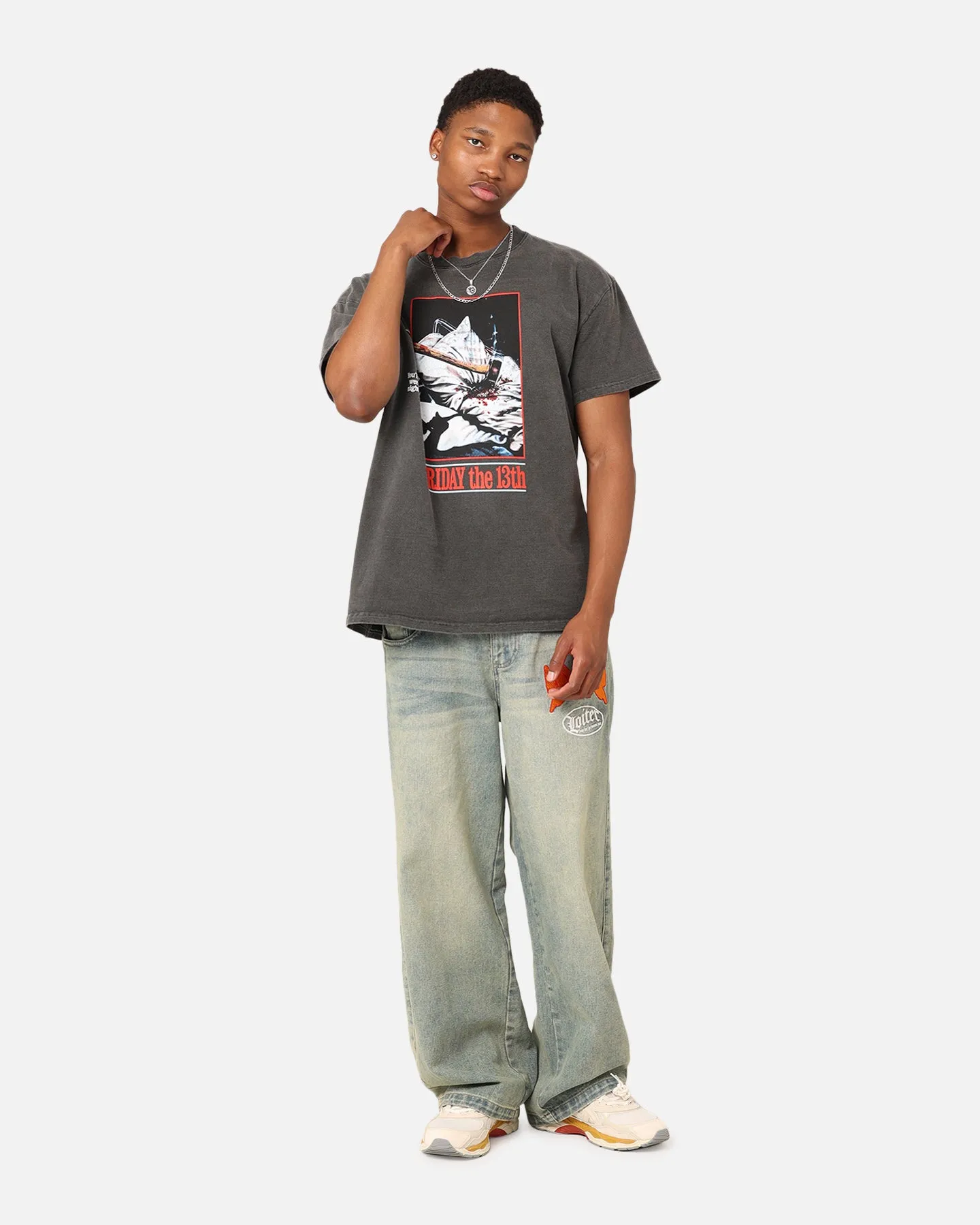 American Thrift X Friday The 13th Vintage T-Shirt Black Wash ThermoregulatingFabric Comfy Top