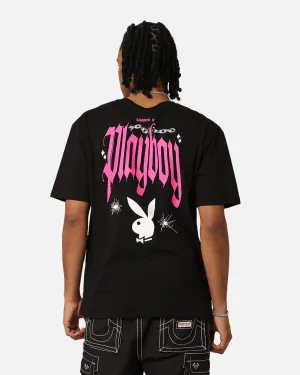 Playboy Card T-Shirt Black Classic Outfit Style Relaxed Armhole Cut
