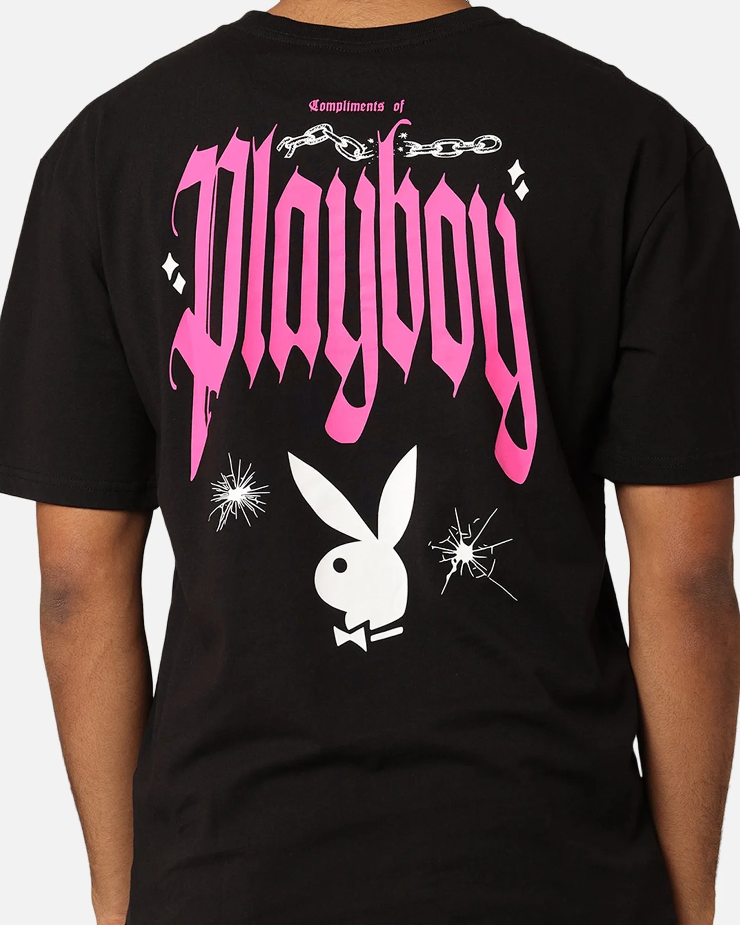 Playboy Card T-Shirt Black Classic Crew Neck