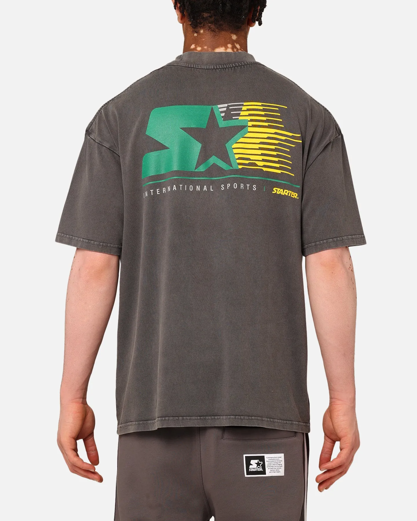 Smooth Neckline Starte International Sport Stars T-Shirt Washed Charcoal