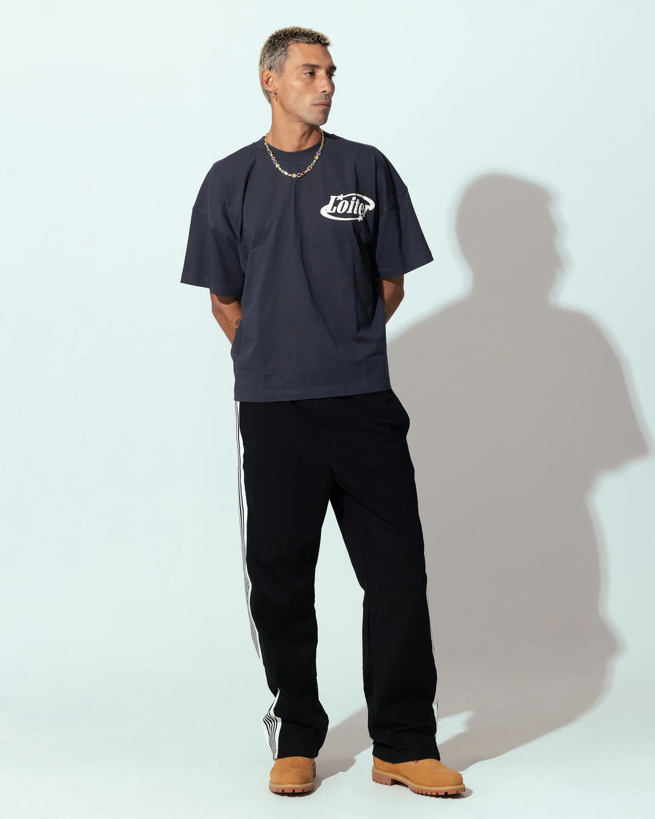 MicroPiqueKnit Loiter Repressed Box T-Shirt Charcoal