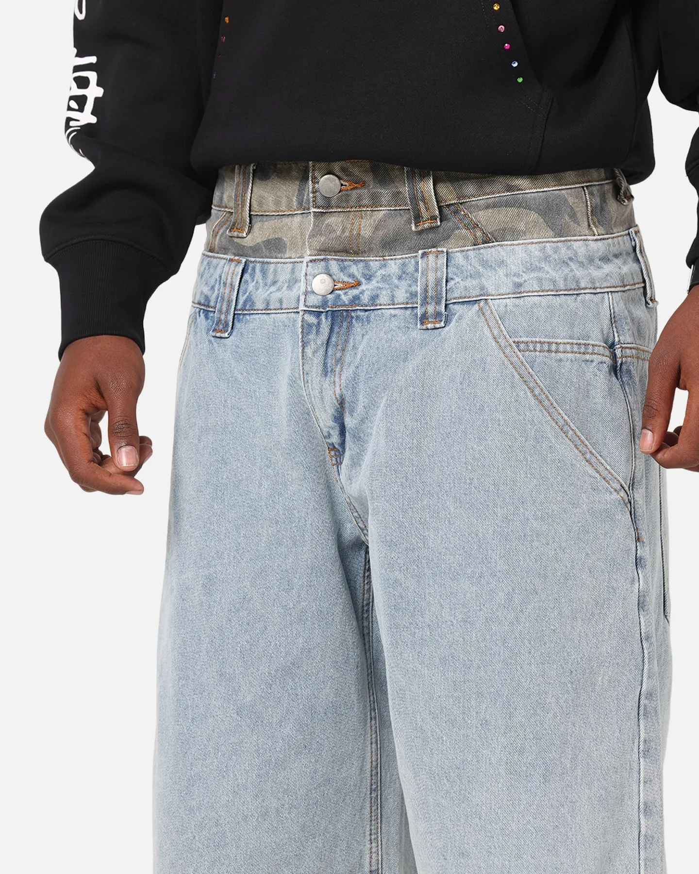 Flexible Motion Ed Hardy Double Waist Camo Jorts Mid Blue Denim