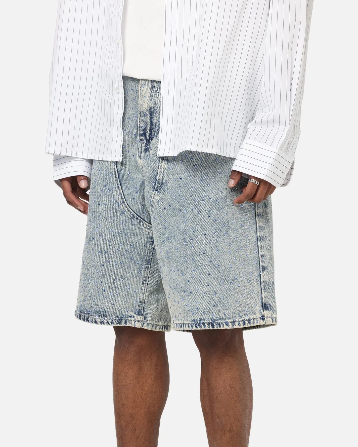 XXIII Diamond Buckle Back Jorts Blue Stonewash RecycledPolyester Summer Fashion