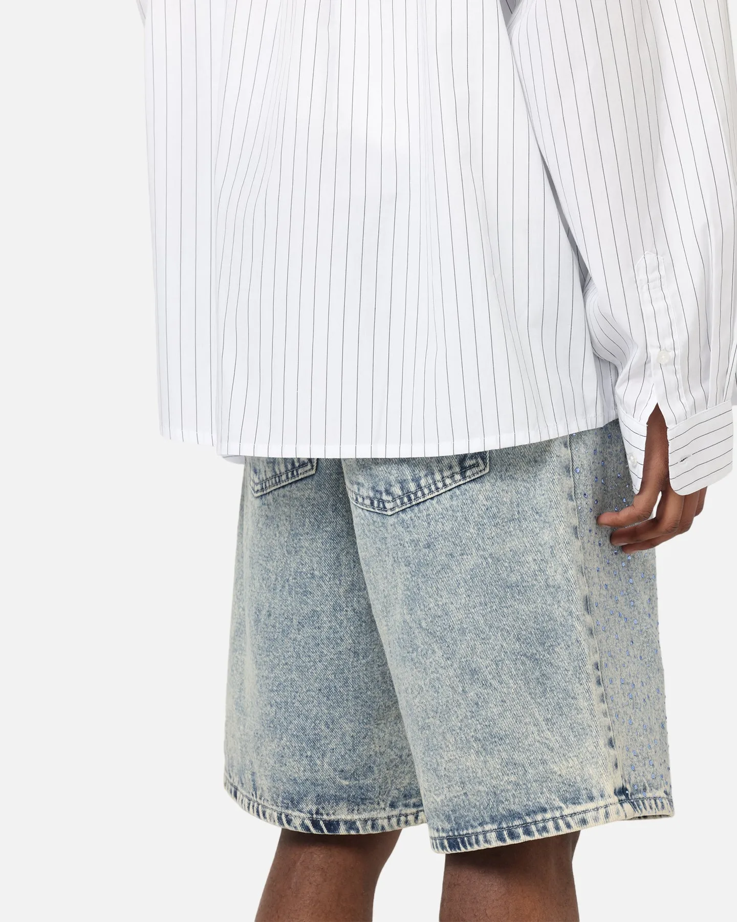 Wrinkle-Resistant XXIII Diamond Buckle Back Jorts Blue Stonewash