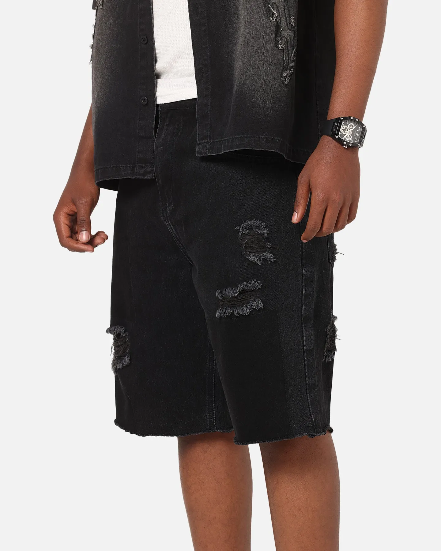 Temperature Regulating Fibers Casual Flex Fit Saint Morta Halo Damage Jorts Black