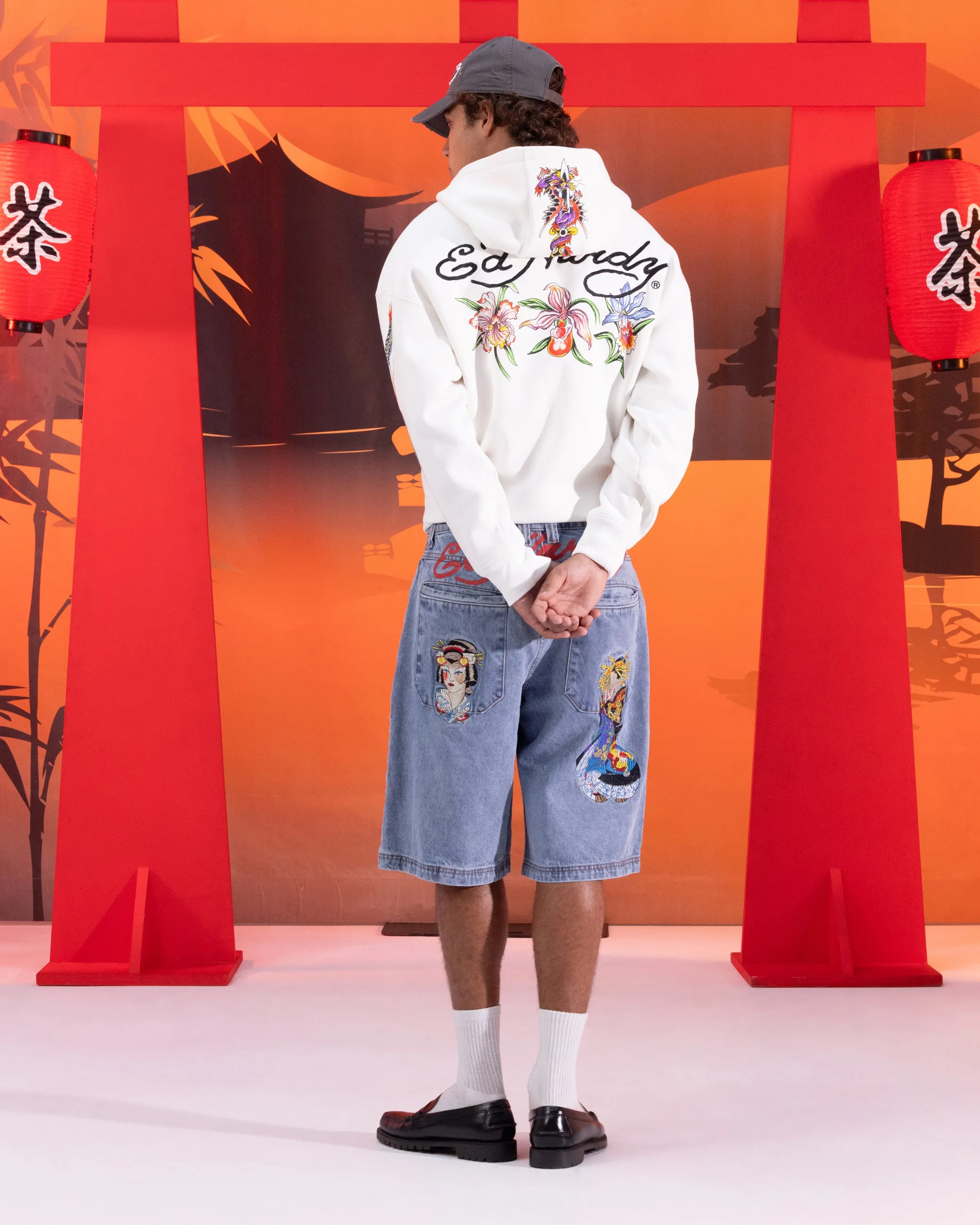 Fashion Statement Ed Hardy Floral Zip Hoodie Off White