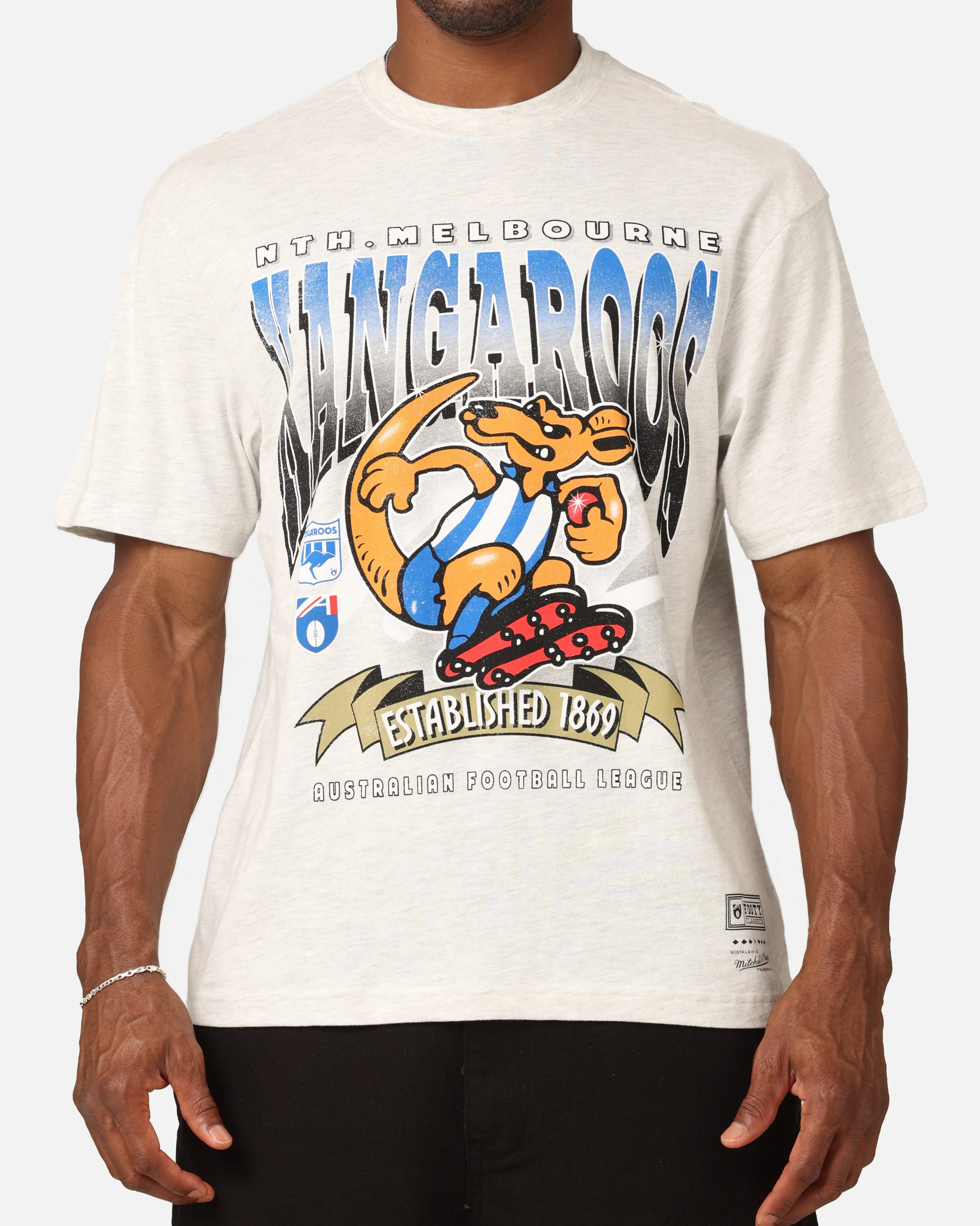 Sporty Top Mitchell & Ness North Melbourne Kangaroos Character T-Shirt Silver Marle
