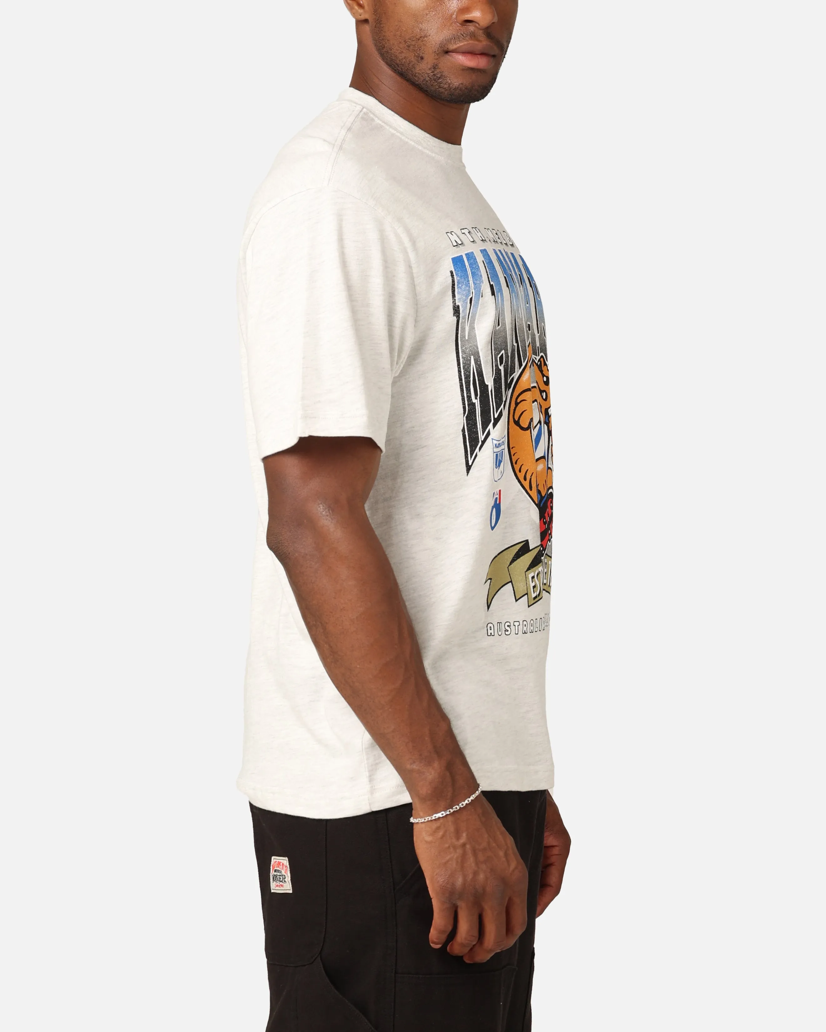 Mitchell & Ness North Melbourne Kangaroos Character T-Shirt Silver Marle Comfy and Versatile Wrinkle Resistant Material