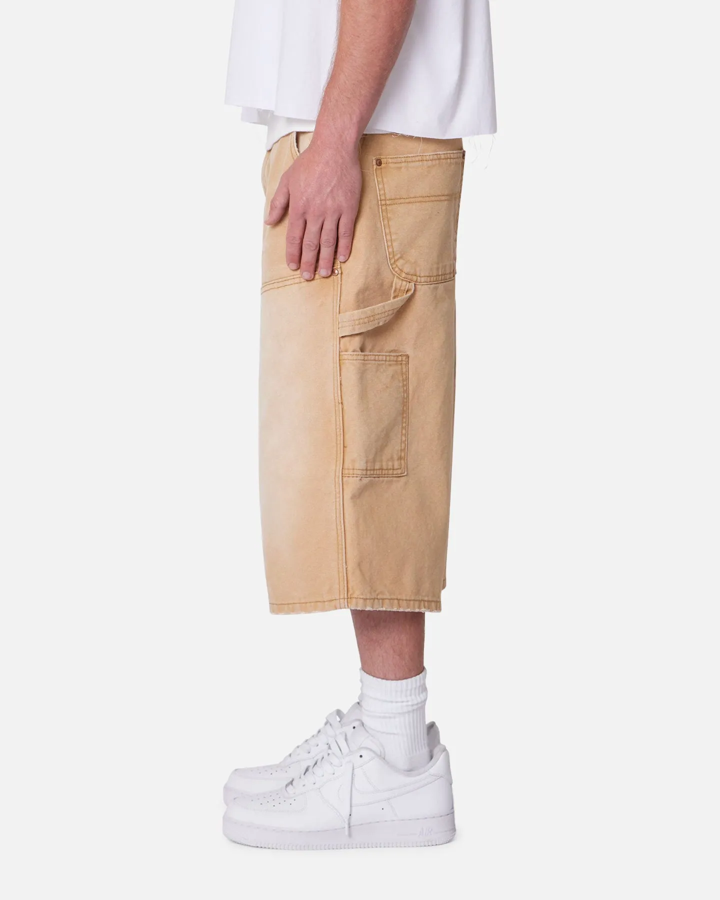 WaterResistantFinish Sporty Flex MNML Ultra Baggy Carpenter Shorts Washed Tan