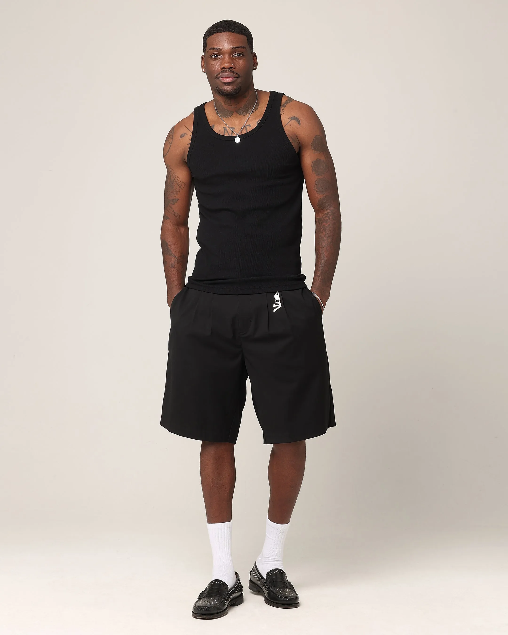 Saint Morta Baggy Trouser Shorts Black Non Restrictive Waistband