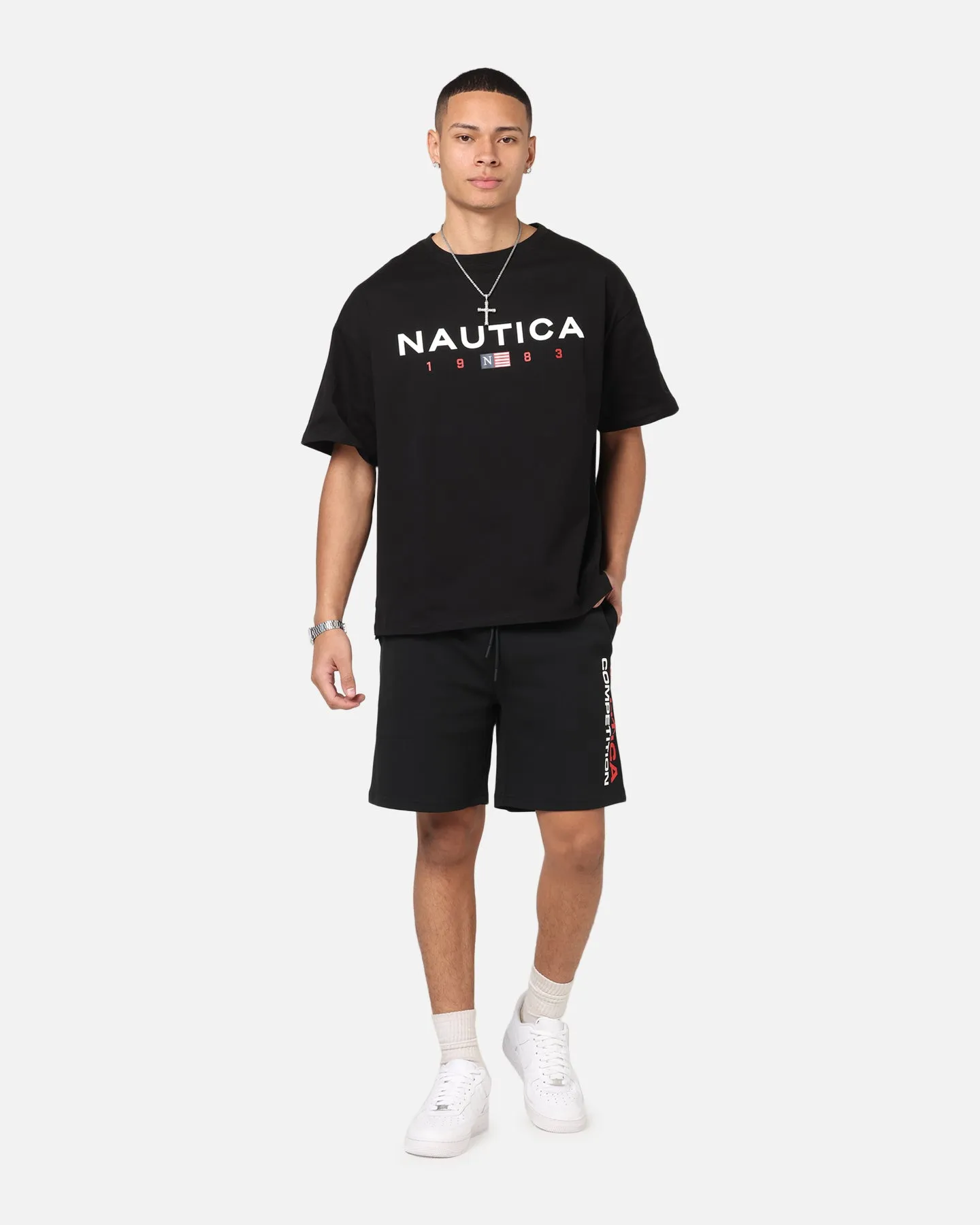 Nautica Waterford Fleece Shorts Black Sleek Cut denim alternative