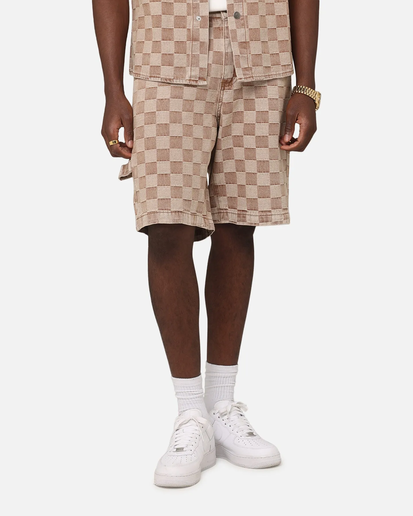 XXIII Checker Board Jort Tan Casual Flex