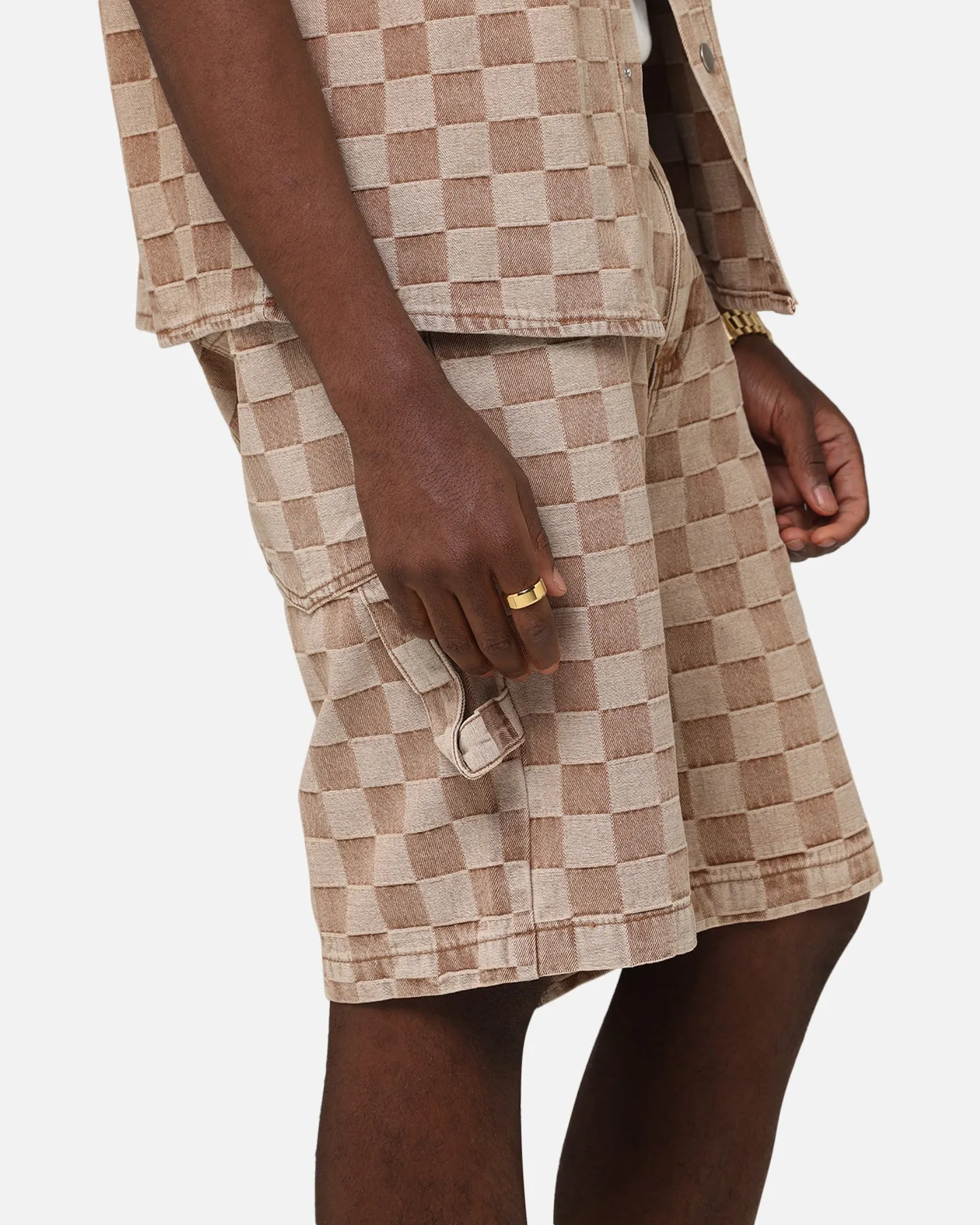 XXIII Checker Board Jort Tan Stretch Ready