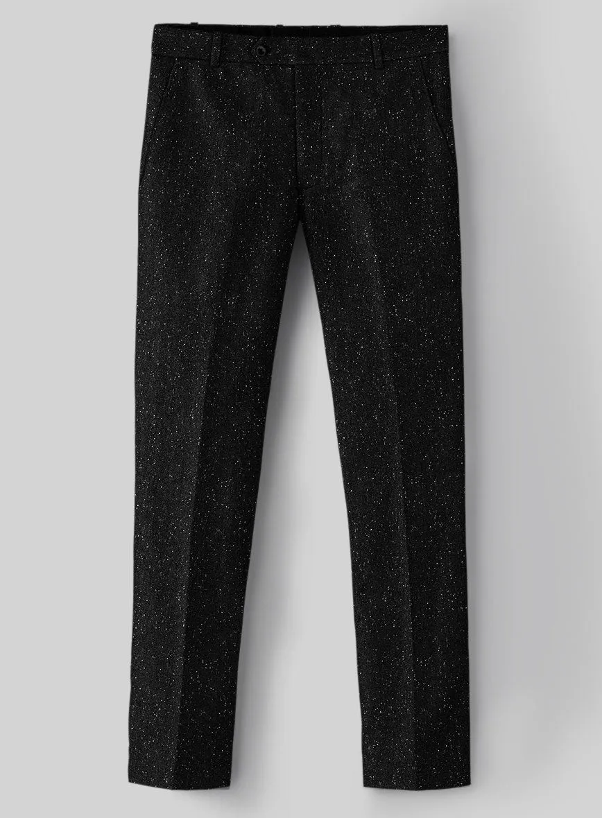 Elegant Wear Sleek Wear Black Flecks Donegal Tweed Pants