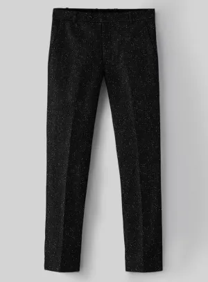 Elegant Wear Sleek Wear Black Flecks Donegal Tweed Pants