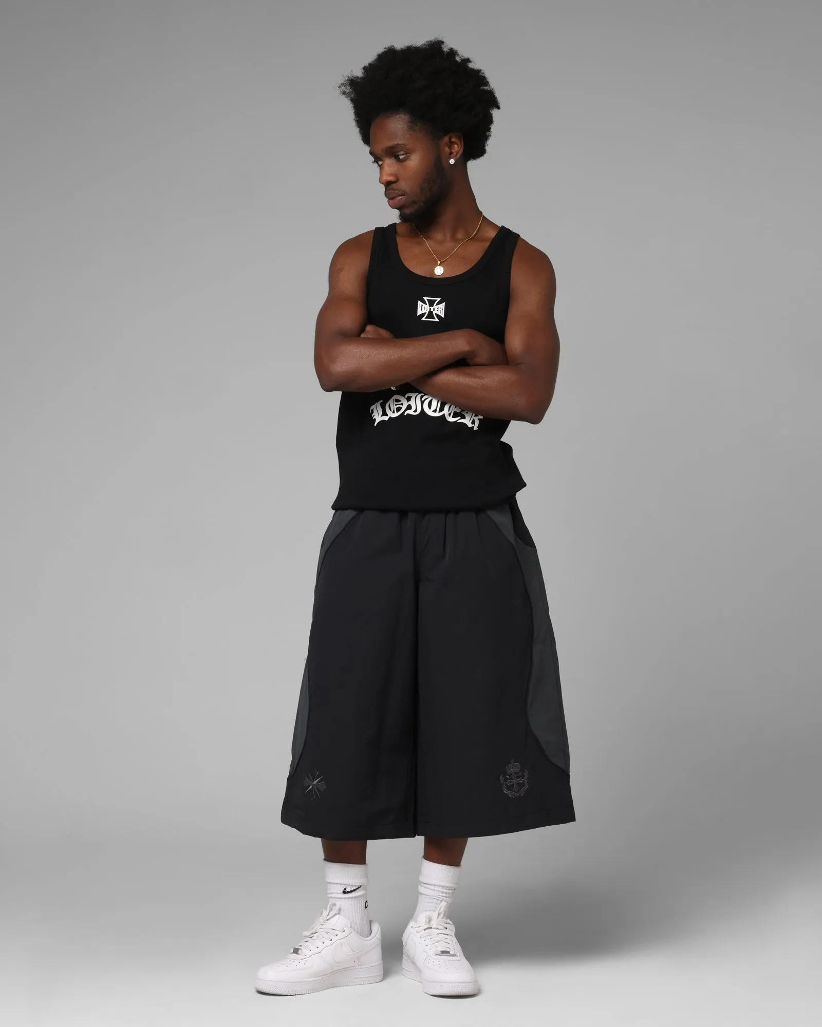 Eco Friendly Dye Process Loiter Club Classic Track Shorts Black