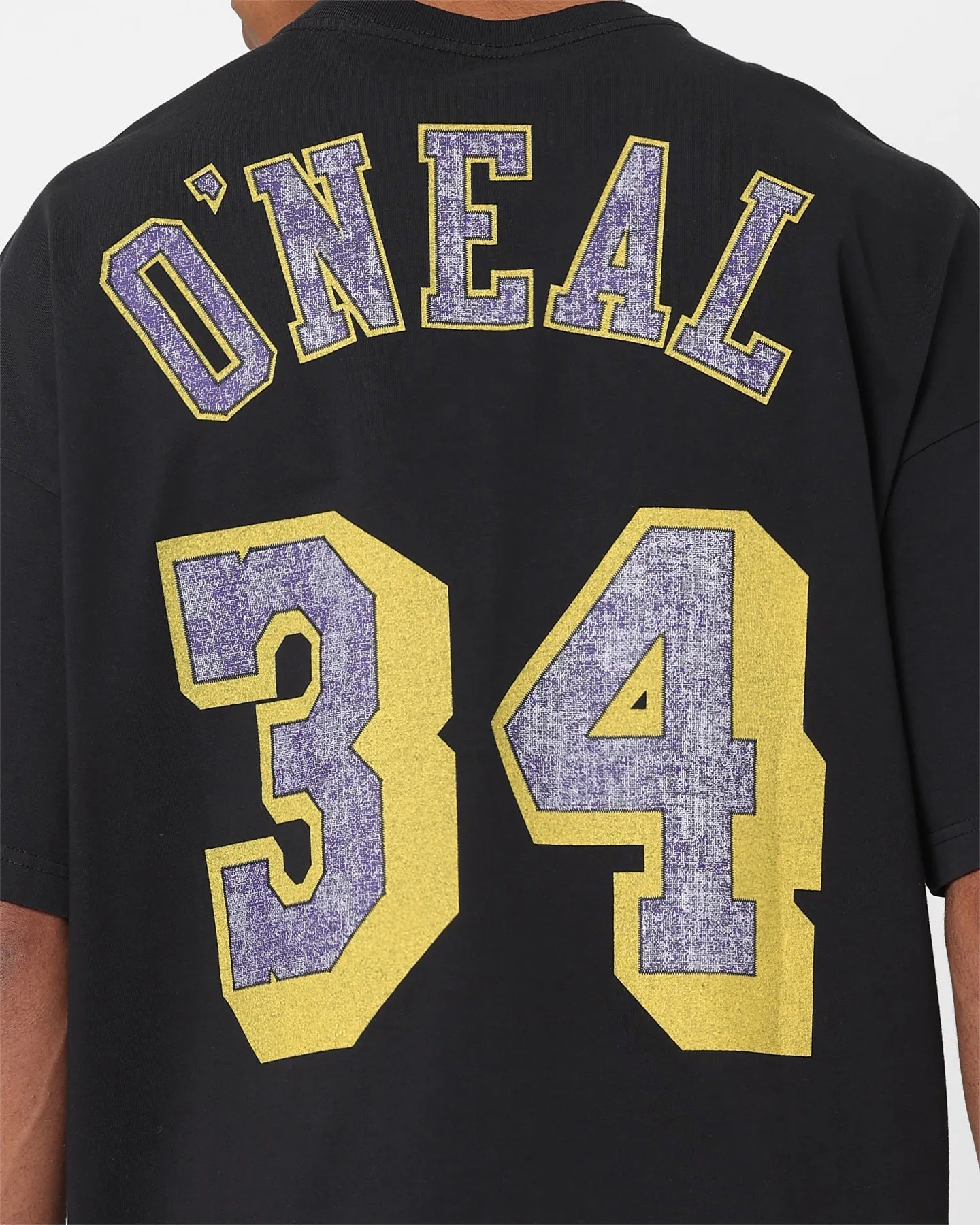 Yoga class Adult sophistication Mitchell & Ness Los Angeles Lakers Shaquille O'Neal N&N Oversized T-Shirt Faded Black