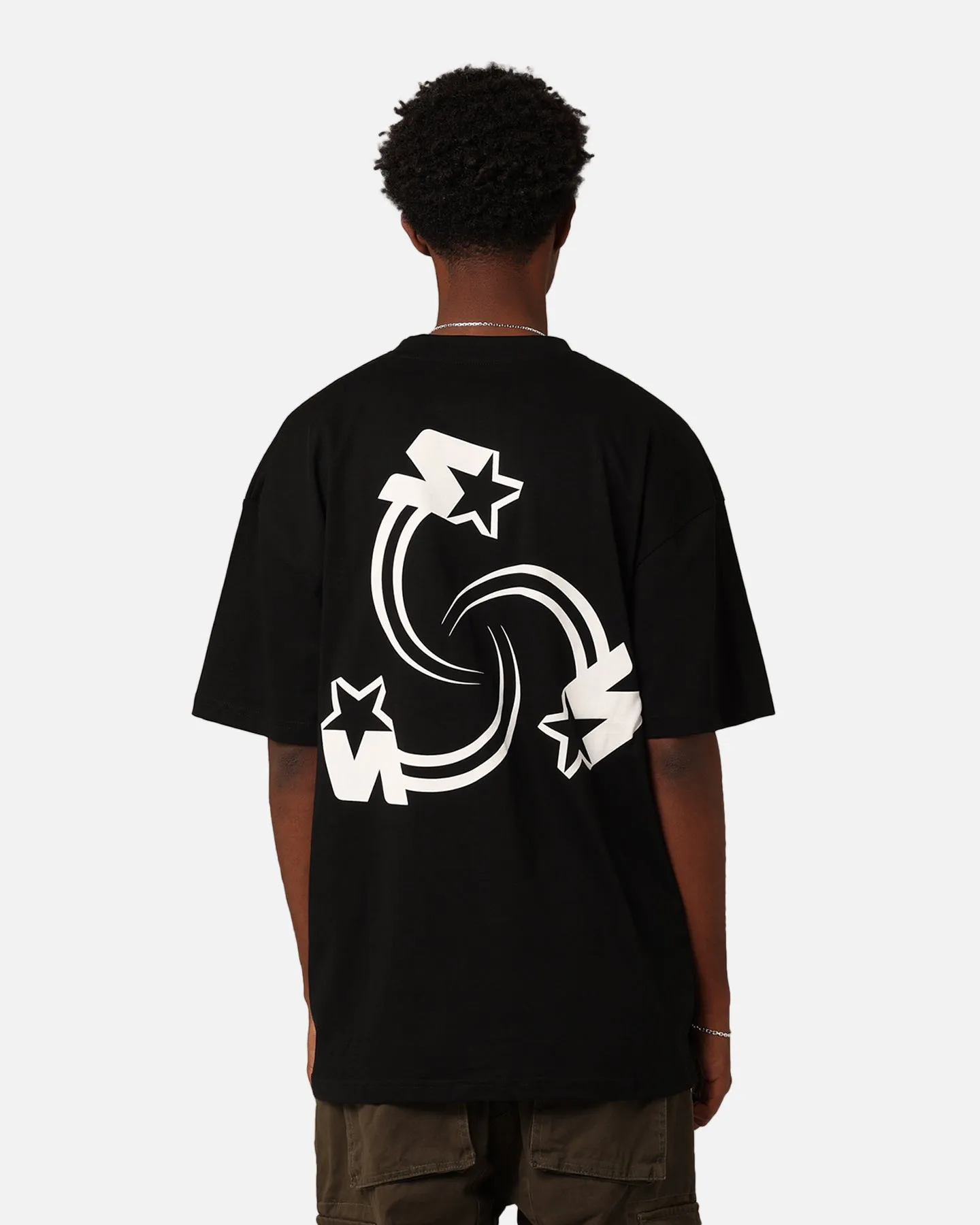 Drop Shoulder Cut Starter 3 Star T-Shirt Black