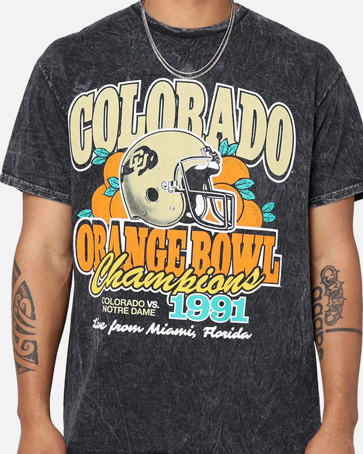Relaxing Day Effortless Fit 47 Brand 1991 Colorado Orange Bowl T-Shirt Black