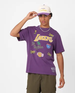 Anti Static Treatment Evergreen Mitchell & Ness Los Angeles Lakers Highway Logo T-Shirt Lakers Purple