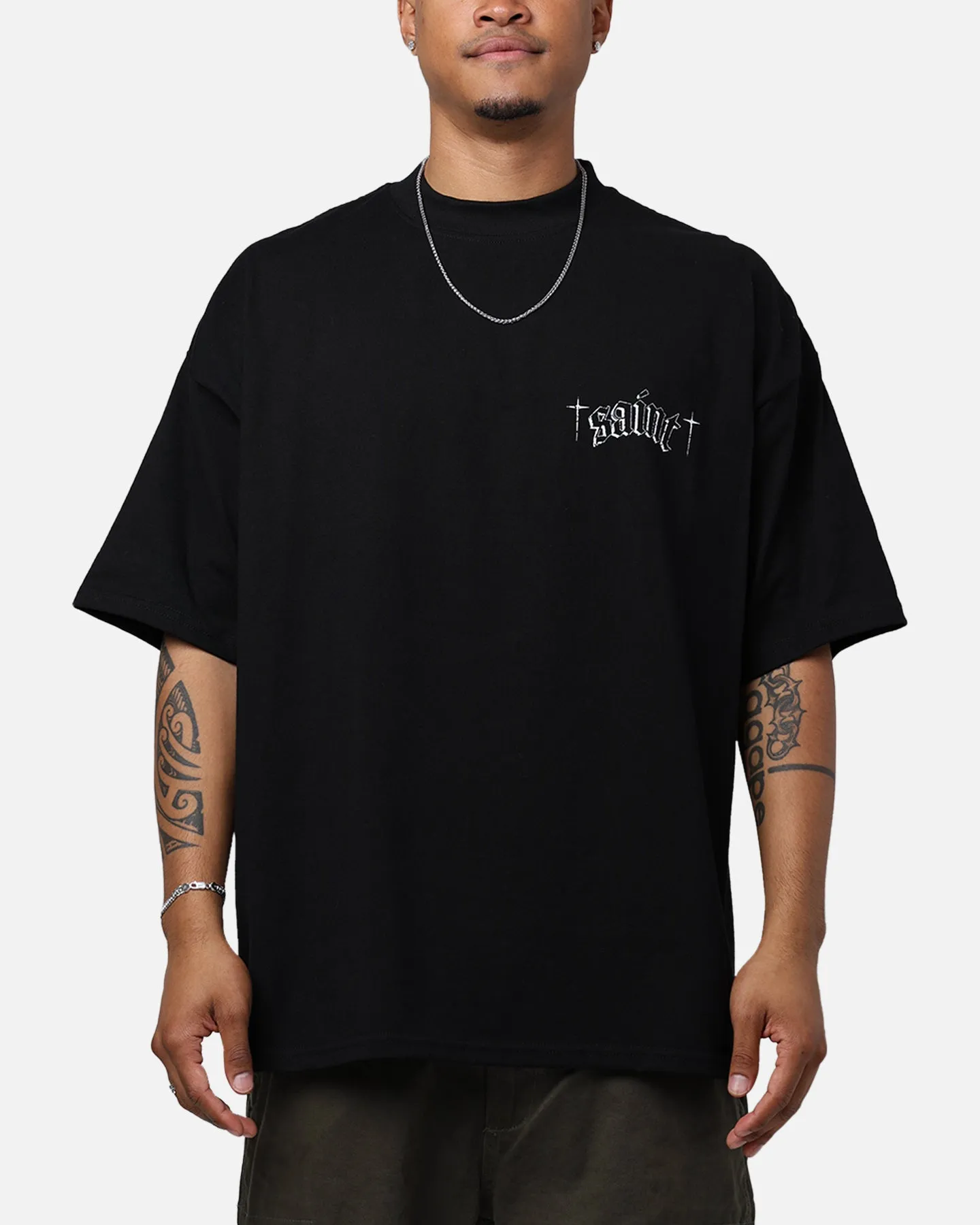 Saint Morta Freedom Mock T-Shirt Black Breathable Yarn Composition Reinforced Shoulder Seams