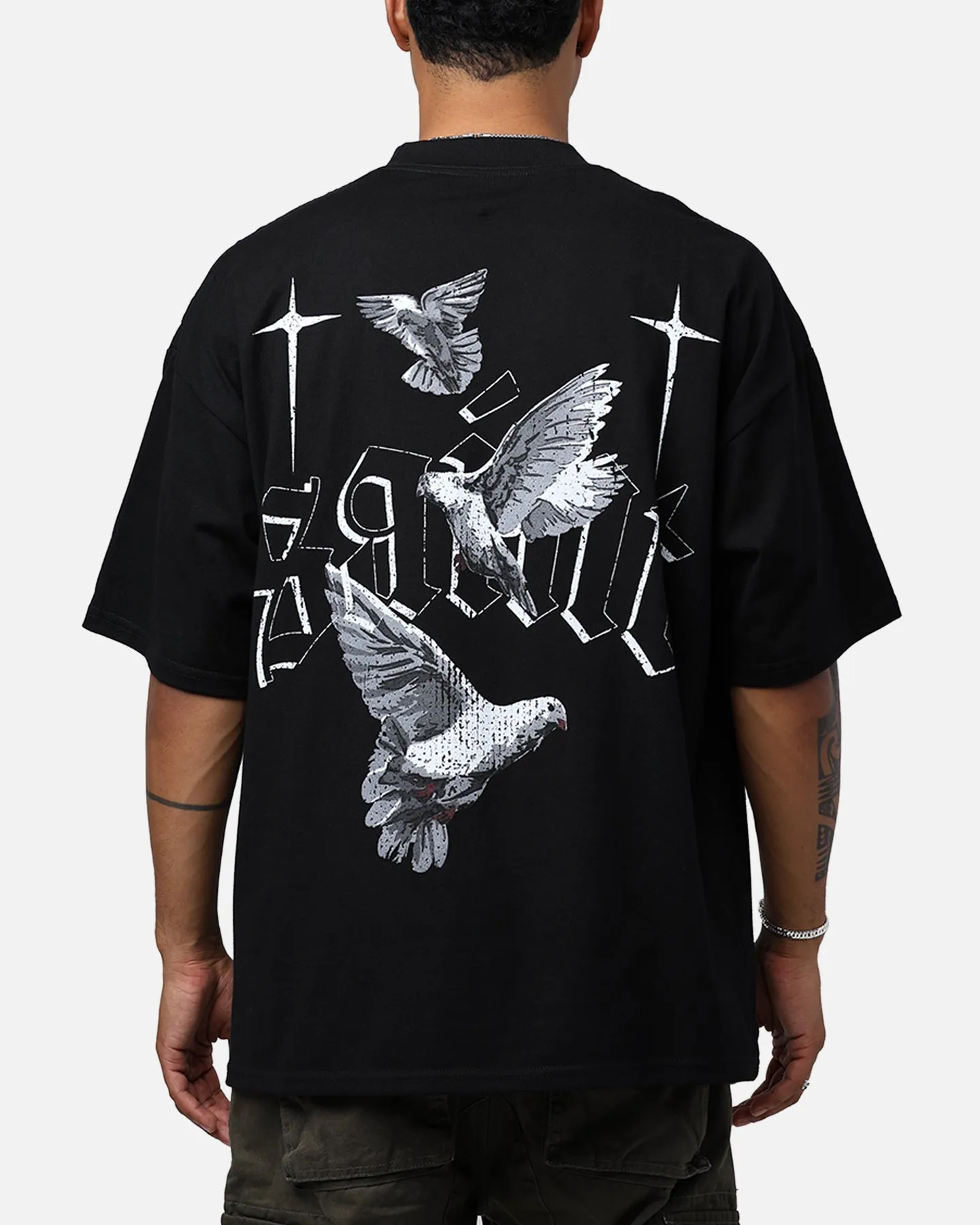 Saint Morta Freedom Mock T-Shirt Black Trendy Ribbed Collar Design