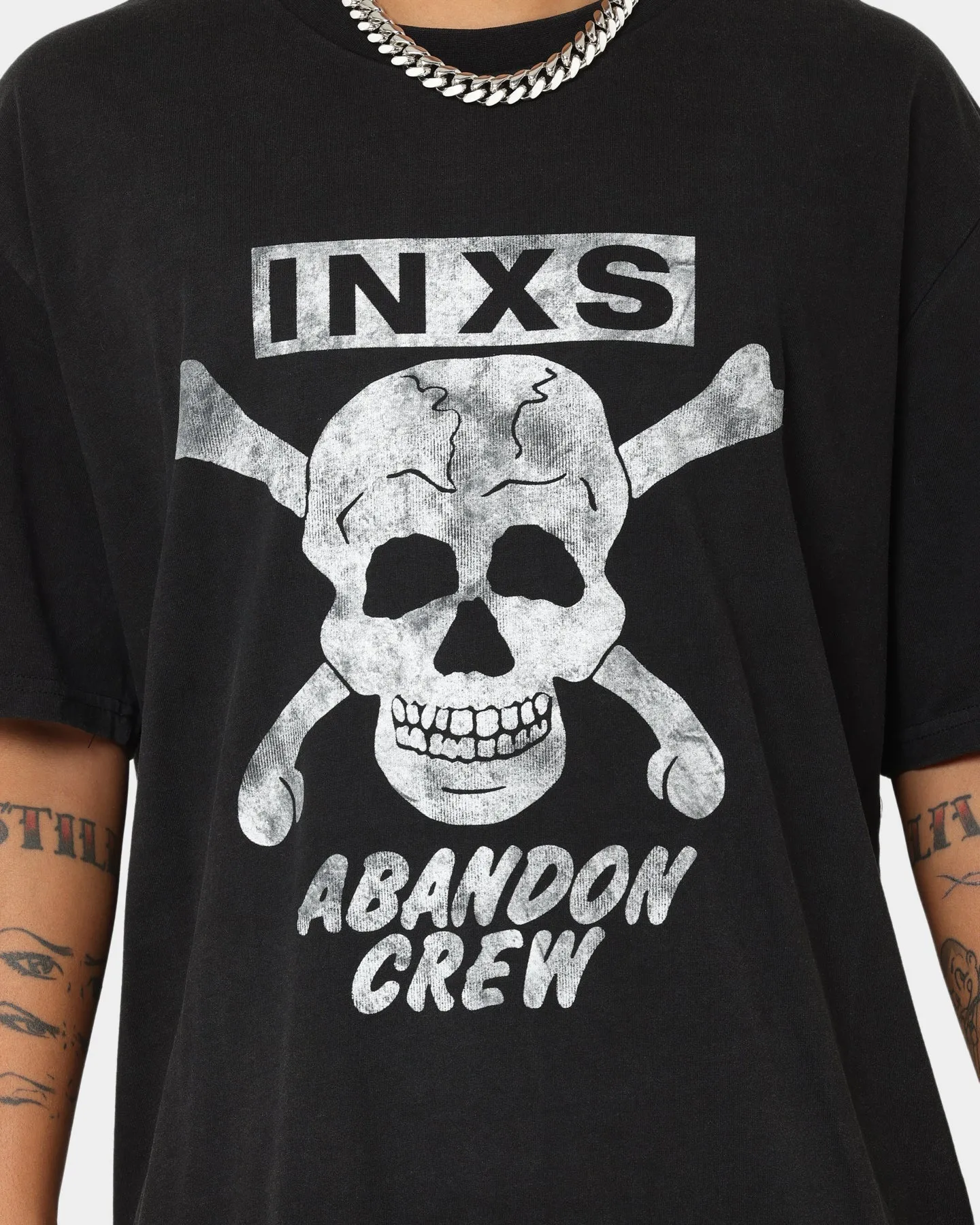 Fresh Outfit Style ColorfastFabricTech INXS Abandon Crewneck T-Shirt Washed Black